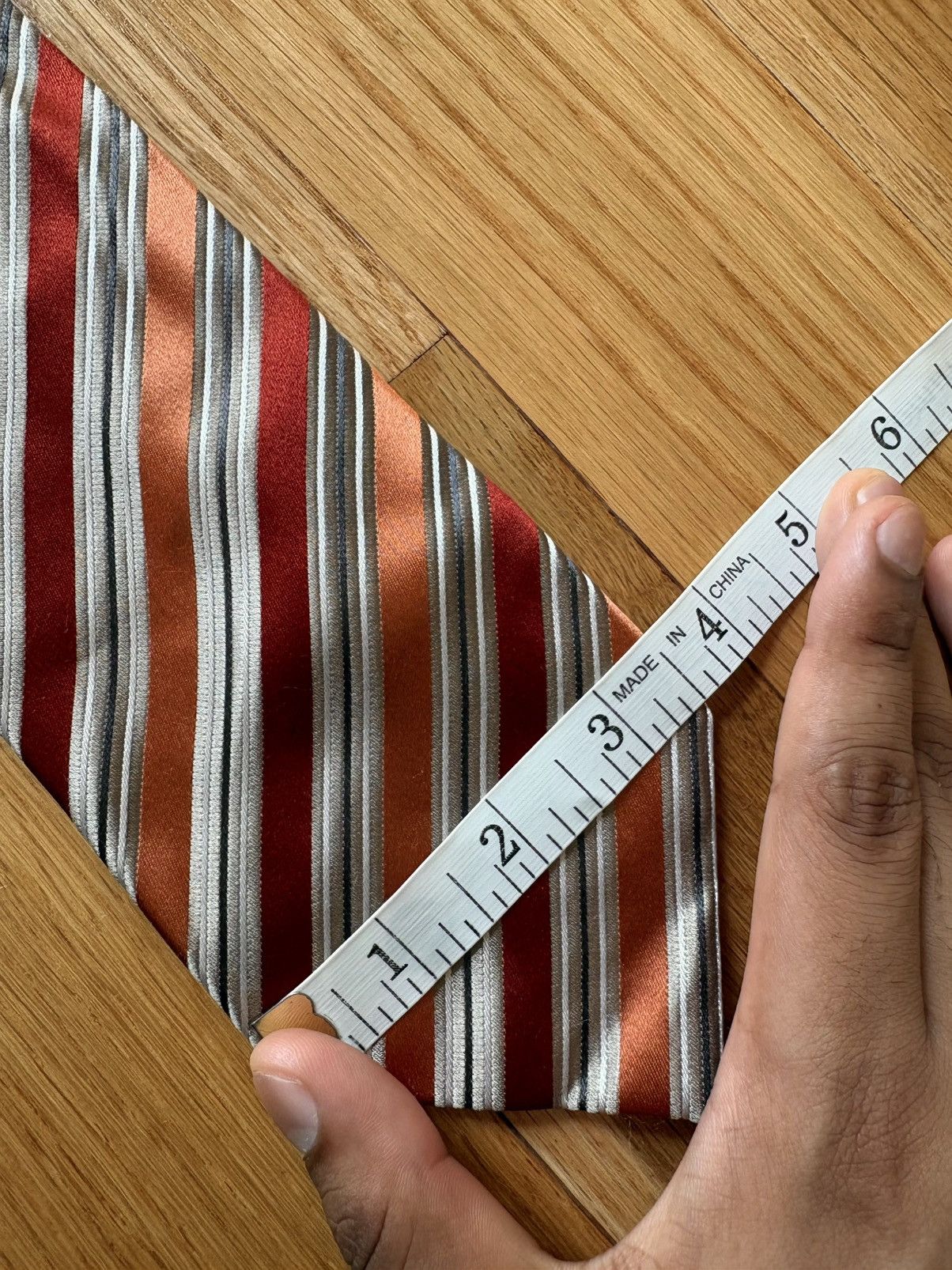 Other Geoffrey Beene 100% Silk Handmade Rust Orange Striped Tie Size ONE SIZE - 7 Thumbnail