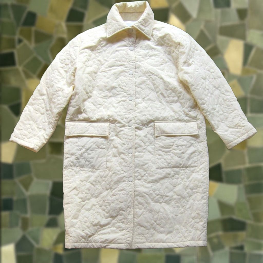 Vintage Urban Revivo Ivory Quilted Pocket Puffer Long Trench Coat Jacket Women 4 Size S / US 4 / IT 40 - 1 Thumbnail
