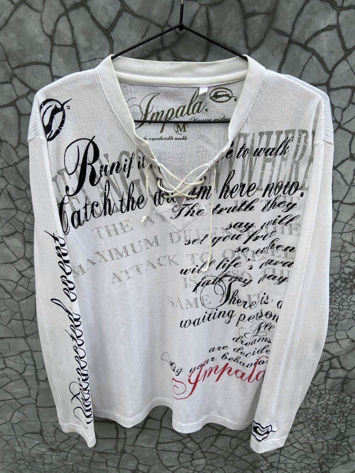 If Six Was Nine Offer‼️ Impala Goth Poem Style Lace Up Thermal Longsleeve Size US M / EU 48-50 / 2 - 3 Thumbnail