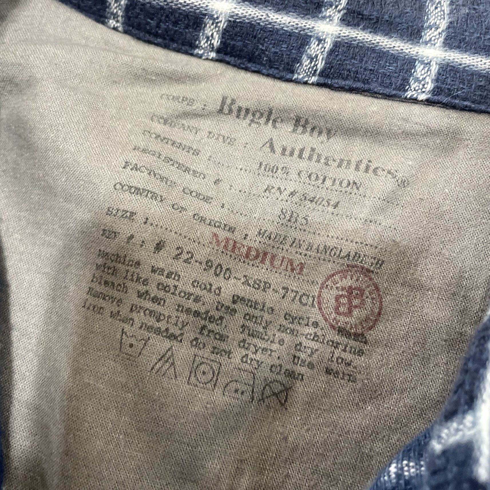 Bugle Boy VINTAGE Bugle Boy Chain Print Stitch Men M Western Equestrian Blue White Check Plaid Shirt Size ONE SIZE - 6 Thumbnail