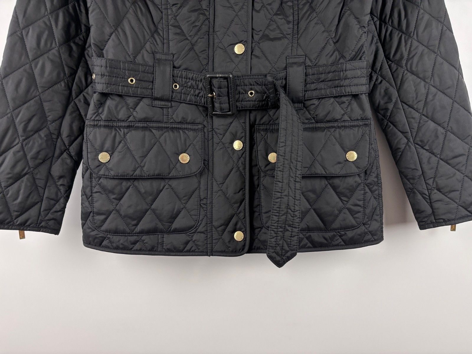 Barbour Barbour International Quilted Belted Jacket Black Size US 4 Size S / US 4 / IT 40 - 3 Thumbnail