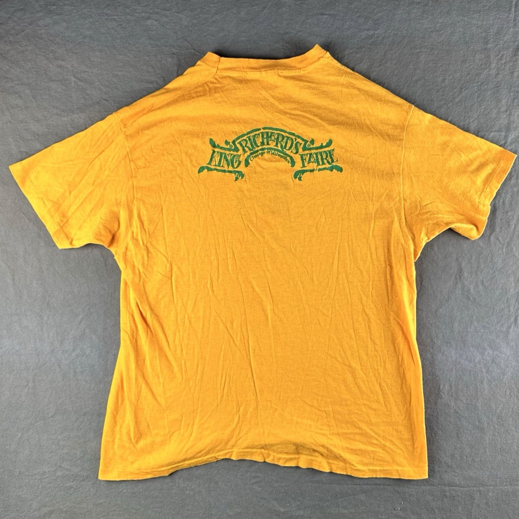 Hanes VINTAGE Hanes King Richard’s Faire Tee USA XL T-Shirt Men 80s Mustard Yellow 100% Cotton Short Sleeve Crew Neck Century Edition 10th Annual Size US XL / EU 56 / 4 - 7 Thumbnail