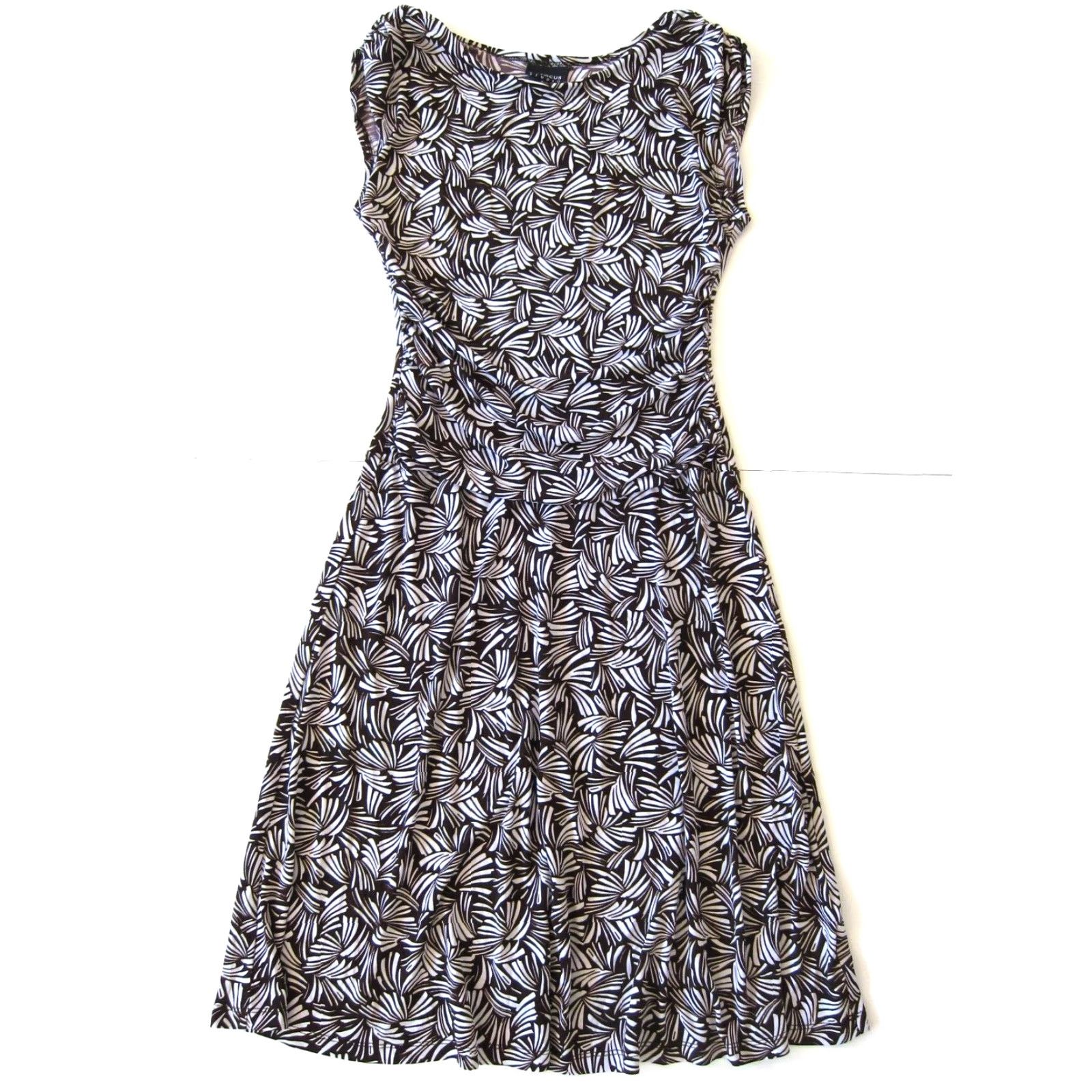 Vintage En Focus Studio Dress Brown White Floral Stretch Cap Sleeve Empire Sheath Size 6 Size M / US 6-8 / IT 42-44 - 2 Thumbnail