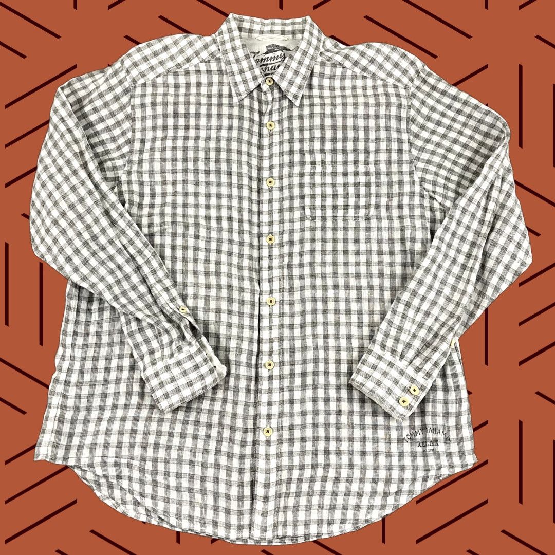 Tommy Bahama TOMMY BAHAMA Shirt Mens XL Plaid Linen Button-Up Casual Summer Multicolor Gray White 100% Linen Shirt Button-Up Tommy Bahama Mens XL Classic Outdoor Size US XL / EU 56 / 4 - 1 Thumbnail