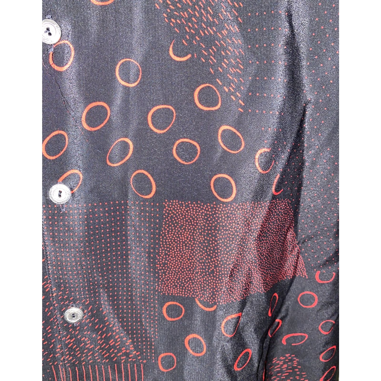 Vintage Leorossi Mens Black/Red Geometric Italian Made Short Sleeve Button Front Shirt M Size US M / EU 48-50 / 2 - 4 Thumbnail