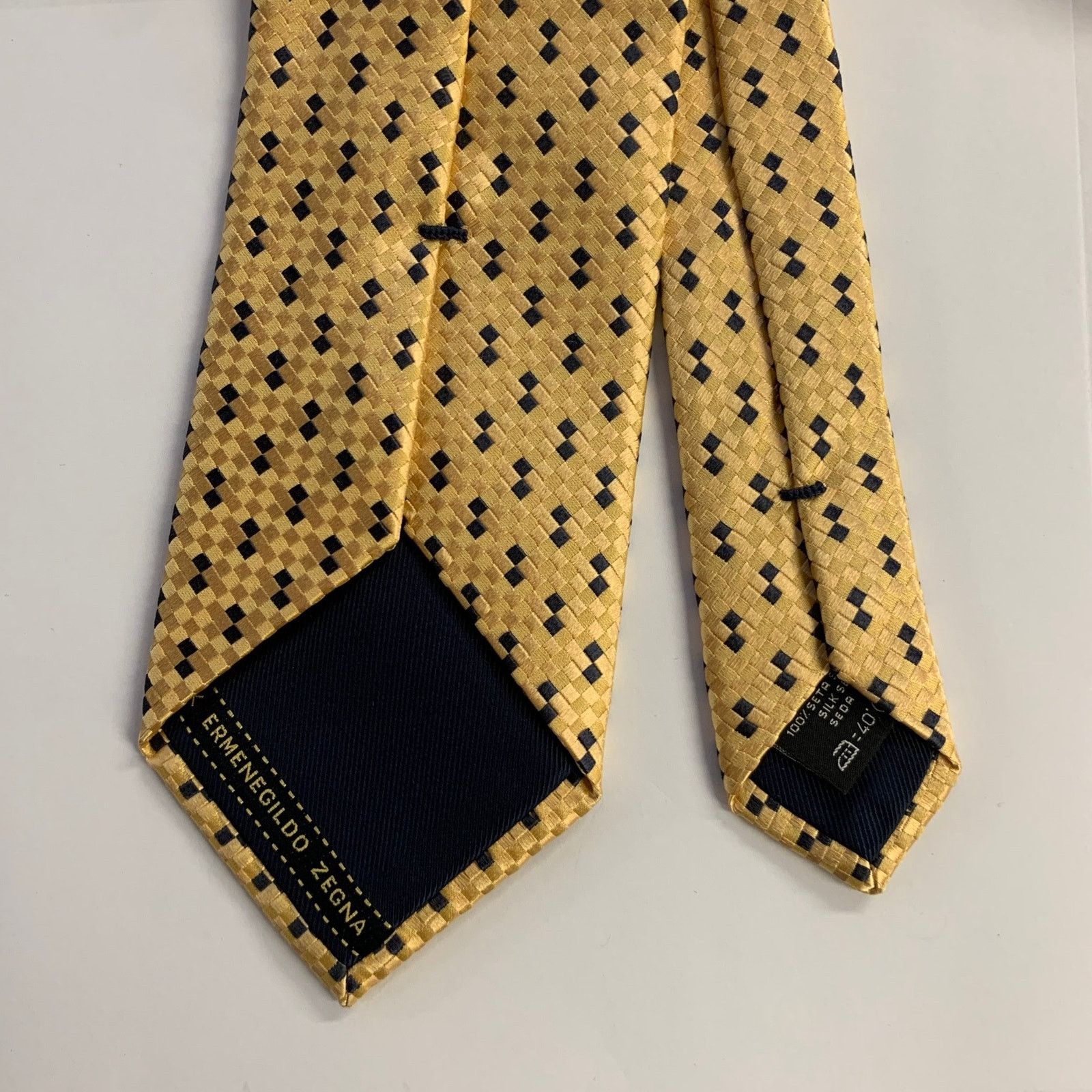 Ermenegildo Zegna ERMENEGILDO ZEGNA One Size Yellow Black Silk Tie Size ONE SIZE - 2 Thumbnail