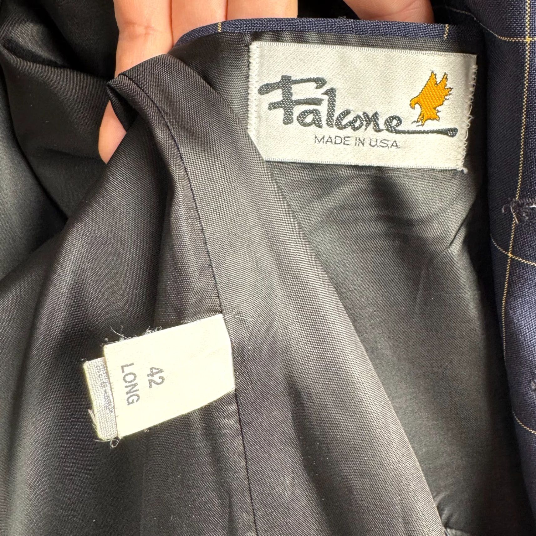 Vintage VINTAGE Falcone Blue Plaid Suit 42L Blazer 34x30 Pants & Vest 3 Piece USA Made Size 42R - 5 Thumbnail