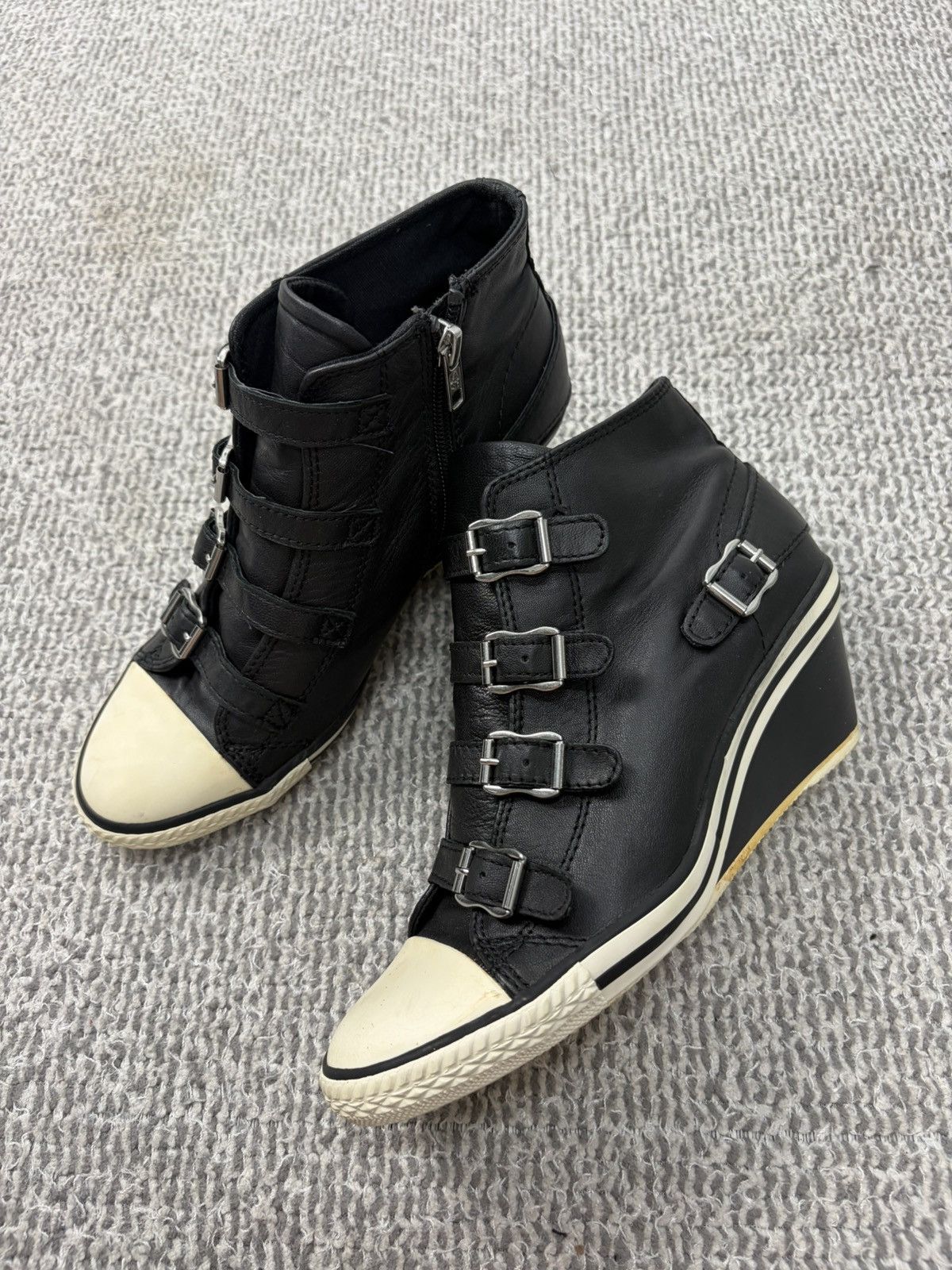 Ash Wedge Genial Buckled Leather Size 38