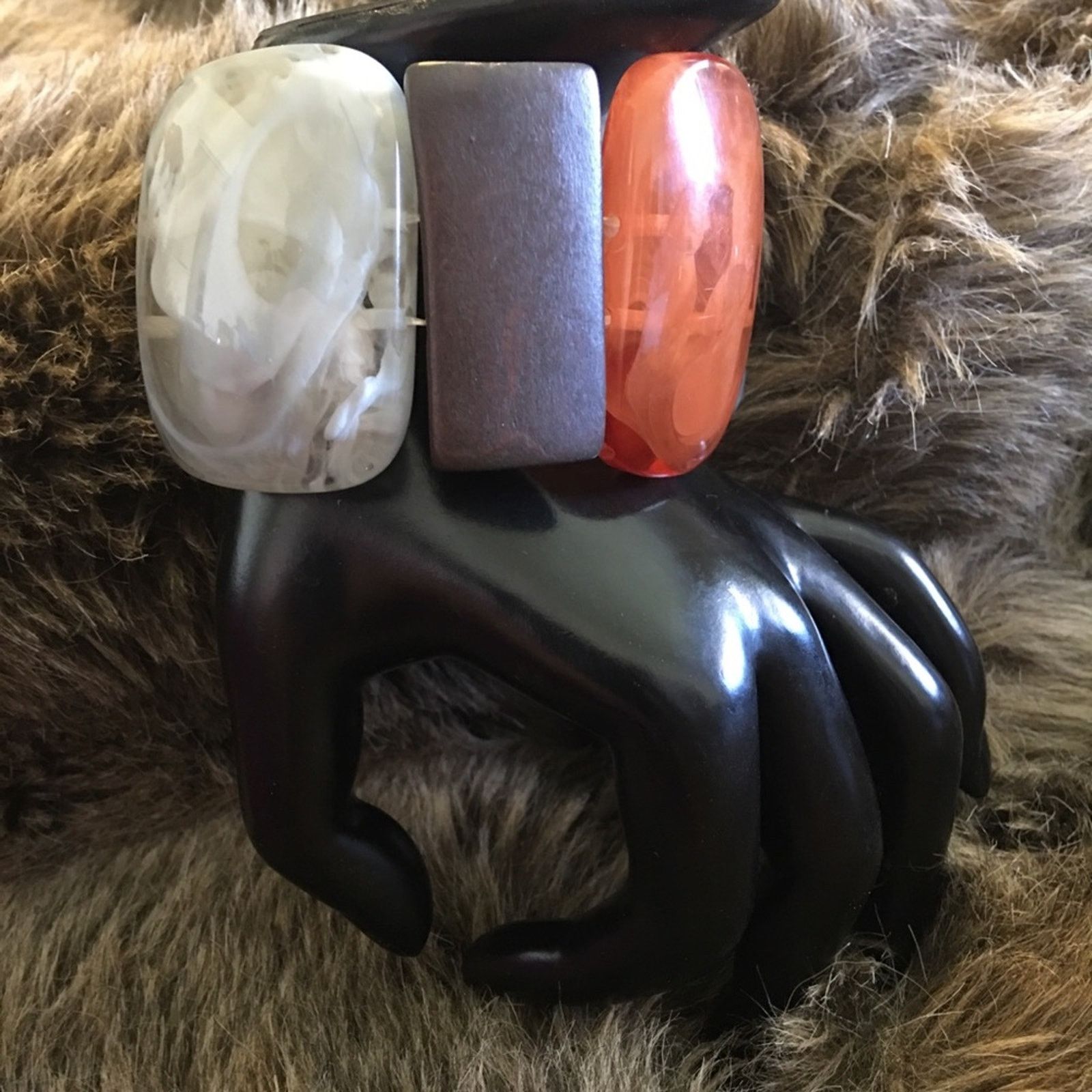 Jewelry Chunky wood and resin stretch bracelet Size ONE SIZE - 3 Thumbnail