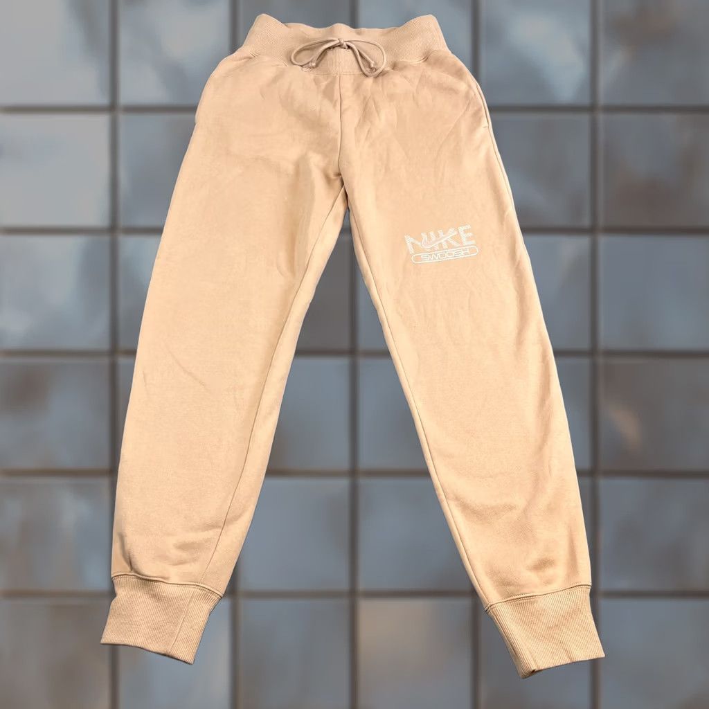 Nike Nike Mens Joggers Sweat Pants Slim Beige Swoosh Spellout Tapered Size US 29 - 1 Thumbnail
