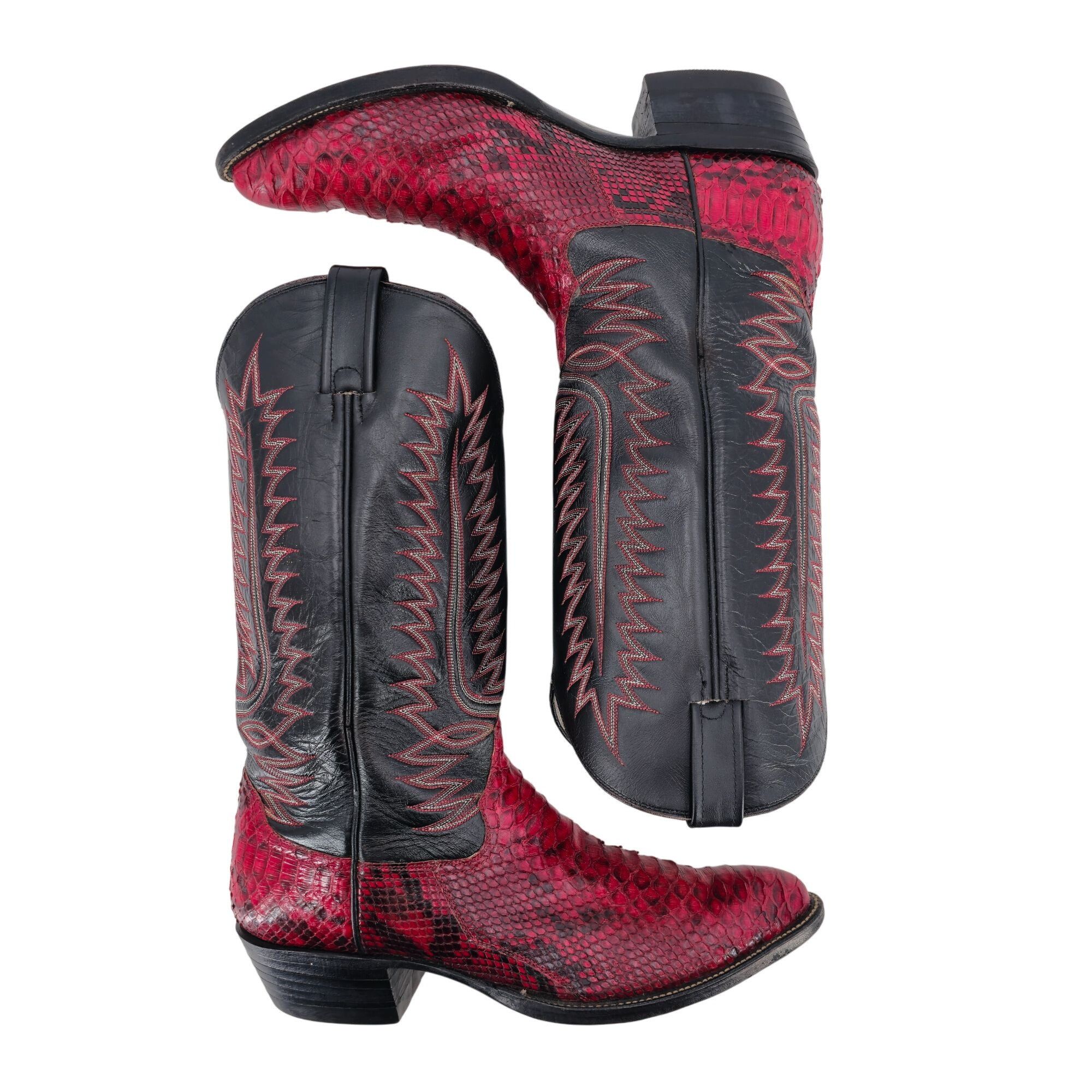 Other Vintage Men 11.5D Red Python Exotic Snakeskin Leather Cowboy Size US 11.5 / EU 44-45 - 7 Thumbnail