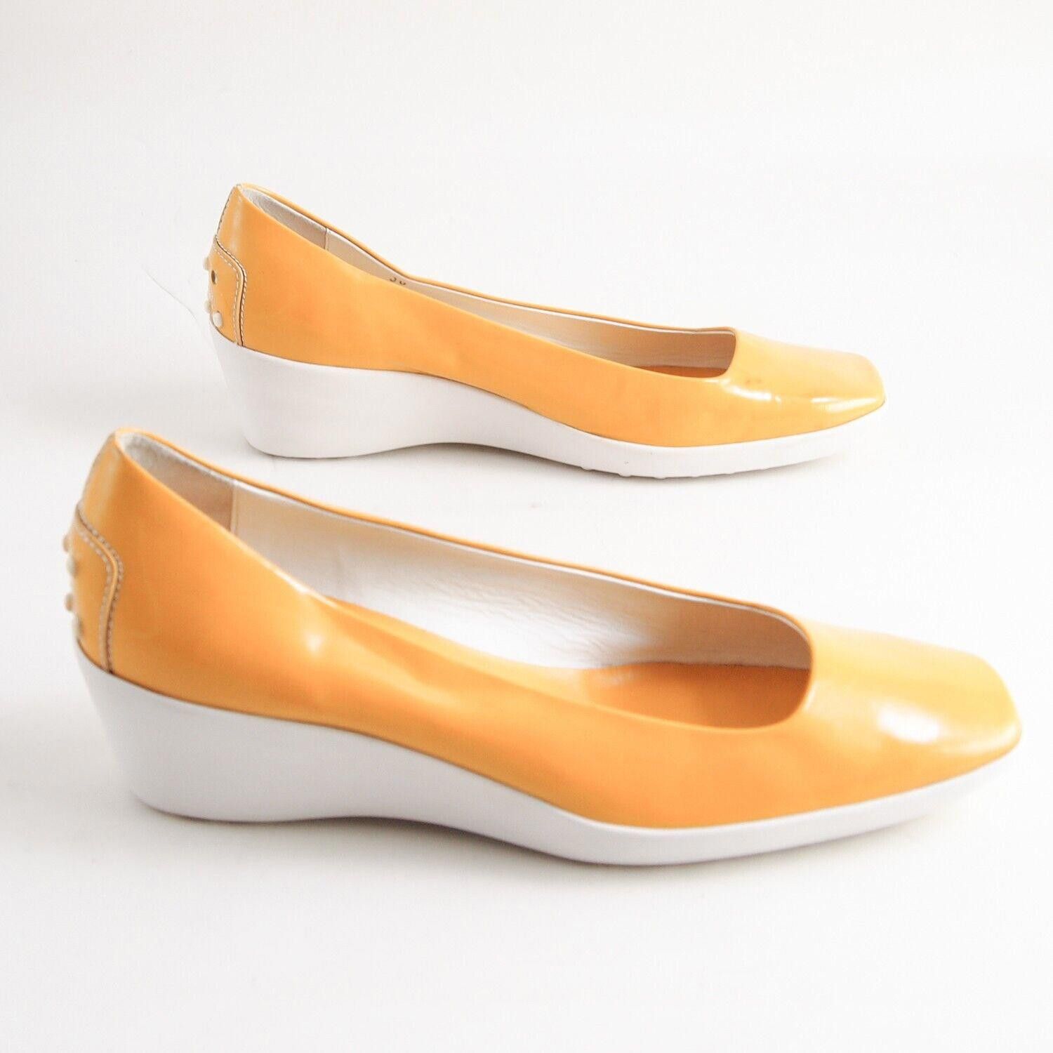 Tod's Tod's Wedge Loafers Square Toe Yellow Pat Leather EU 36 US 6 Size US 6 / IT 36 - 4 Thumbnail