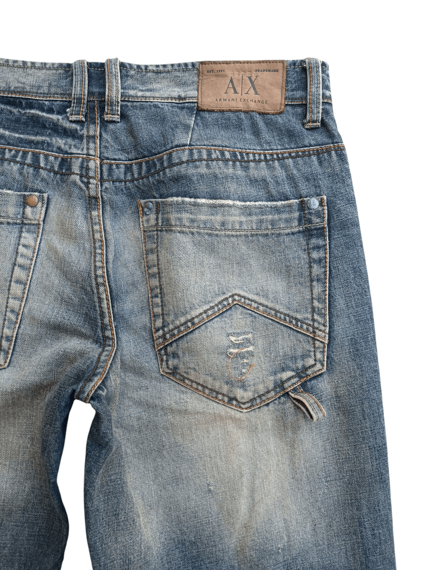 Armani Exchange Armani Exchange Distressed Whiskers Faded Denim E261 Size US 33 - 11 Thumbnail