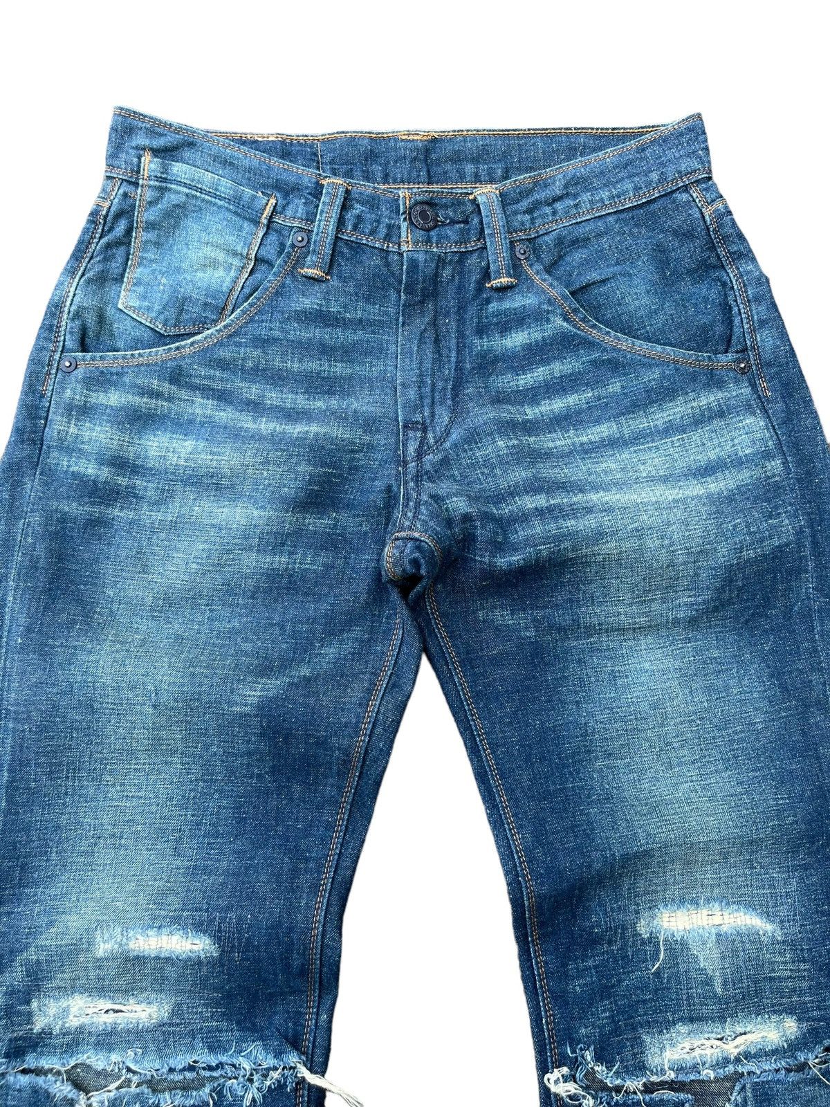 Levi's × Vintage Vintage Levi’s 511 Trashed Sashiko Style Blue Washed Jeans Size US 28 / EU 44 - 3 Thumbnail
