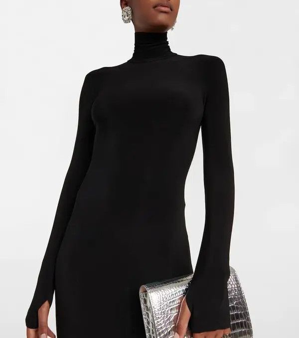 Saint Laurent Paris o1bcso1str1125 Long Turtleneck Dress in Black Size XS / US 0-2 / IT 36-38 - 4 Thumbnail