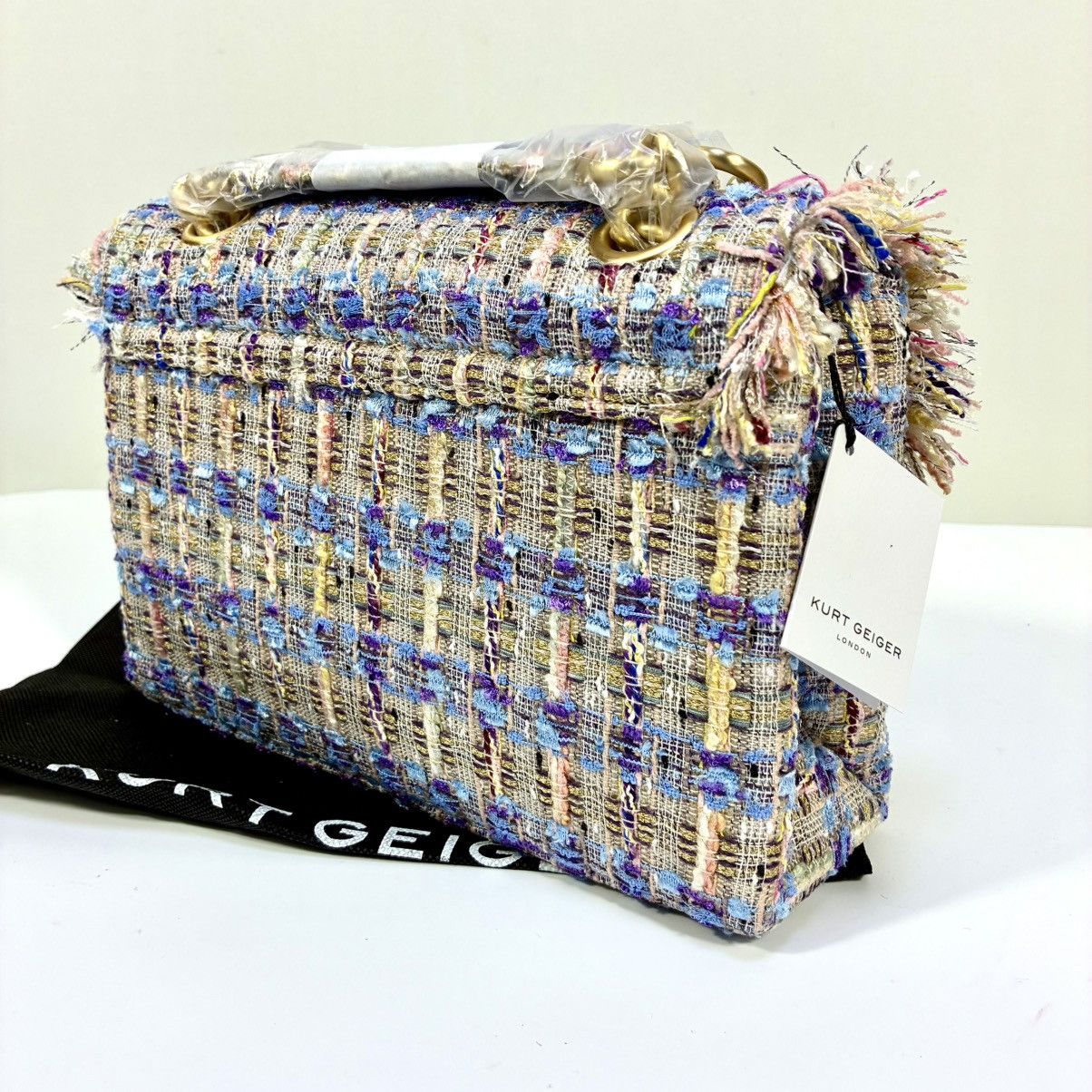 Kurt Geiger Kurt Geiger London Brixton Tweed Lock Bag Lilac NEW Shoulder Size ONE SIZE - 20 Thumbnail