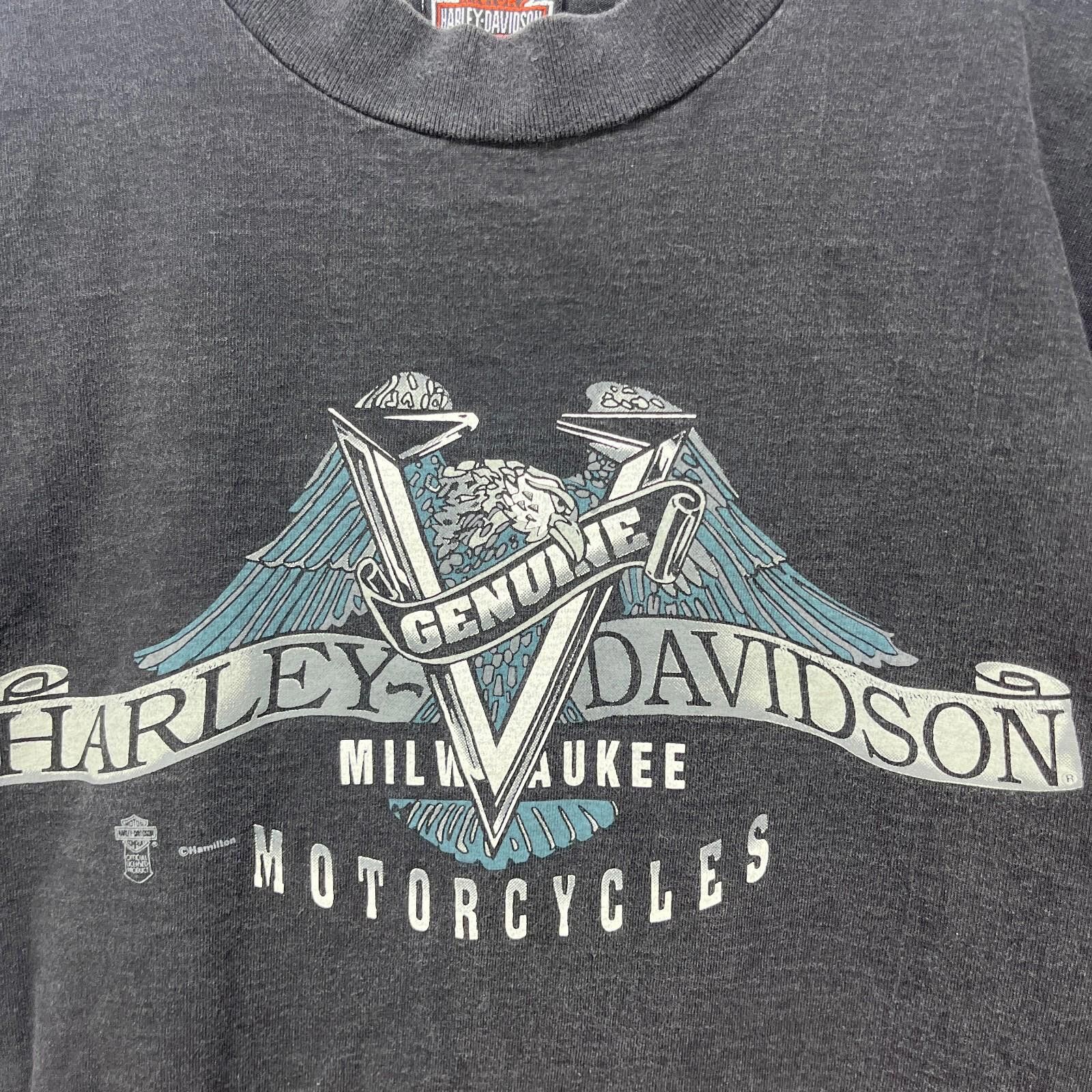 Harley Davidson Vintage 90s Harley-Davidson Canada Faded T-Shirt Large Size US L / EU 52-54 / 3 - 7 Thumbnail