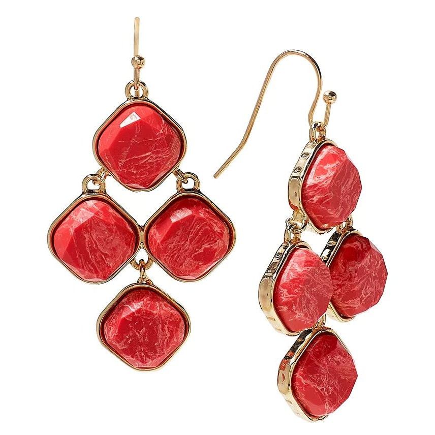 Other STYLE & CO Synthetic Red Turquoise Wire Drop Earrings| NWT Size ONE SIZE - 1 Thumbnail