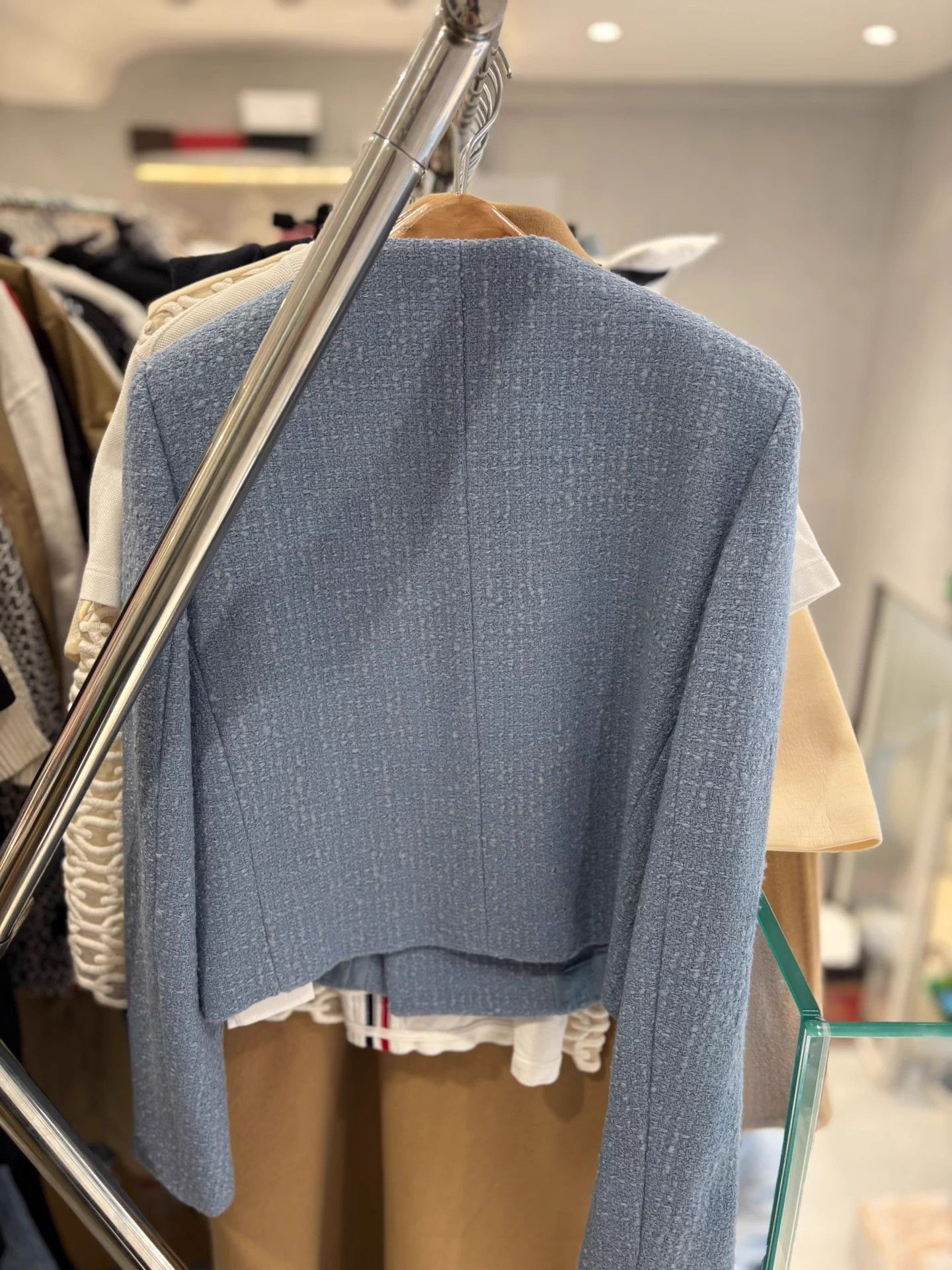 Celine Celine Mist Blue Wool Tweed Double-Breasted Coat New Size XS / US 0-2 / IT 36-38 - 4 Thumbnail