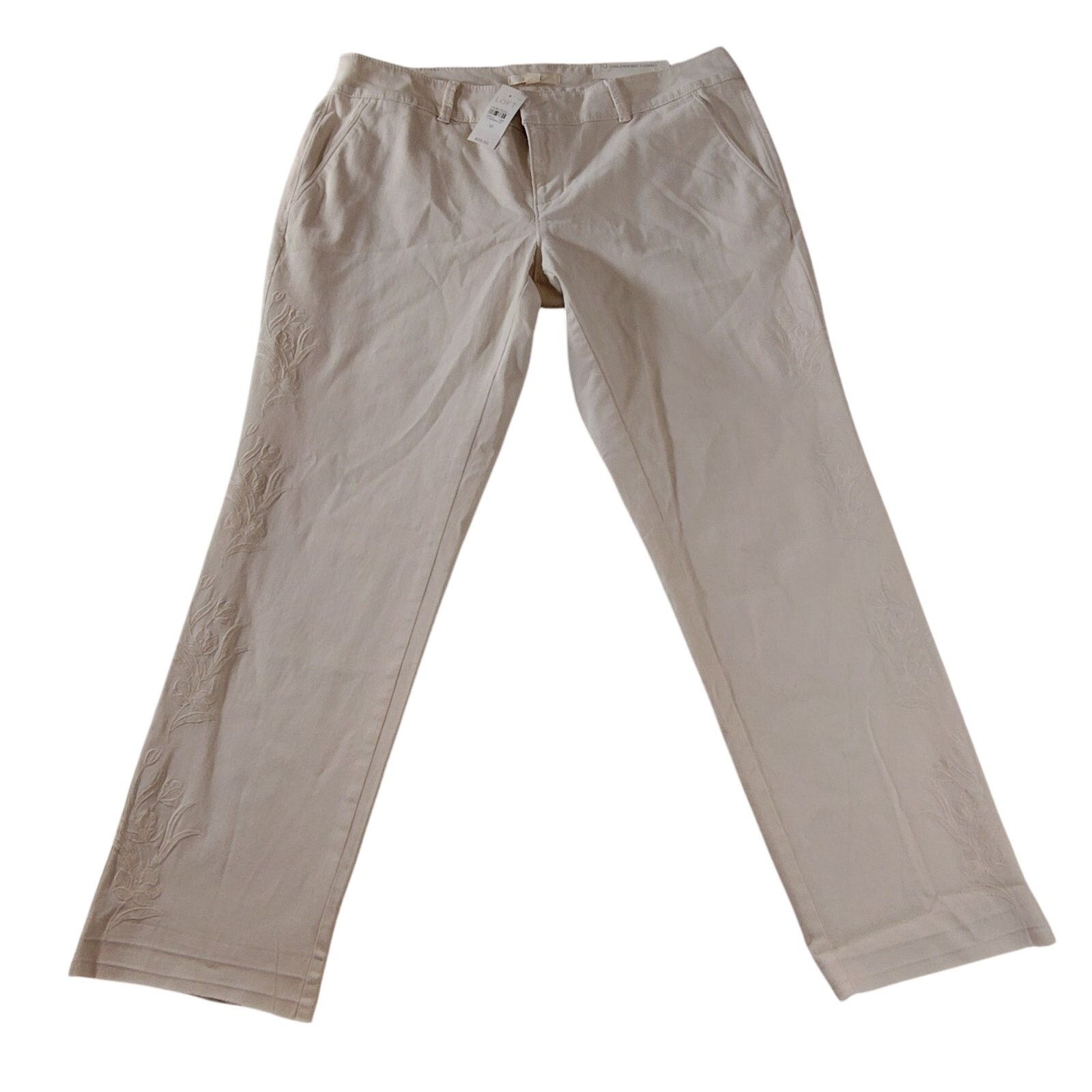 Loft Loft Girlfriend Chino Pants Womens 10 Floral Embroidered NWT Size 32" / US 10 / IT 46 - 1 Thumbnail
