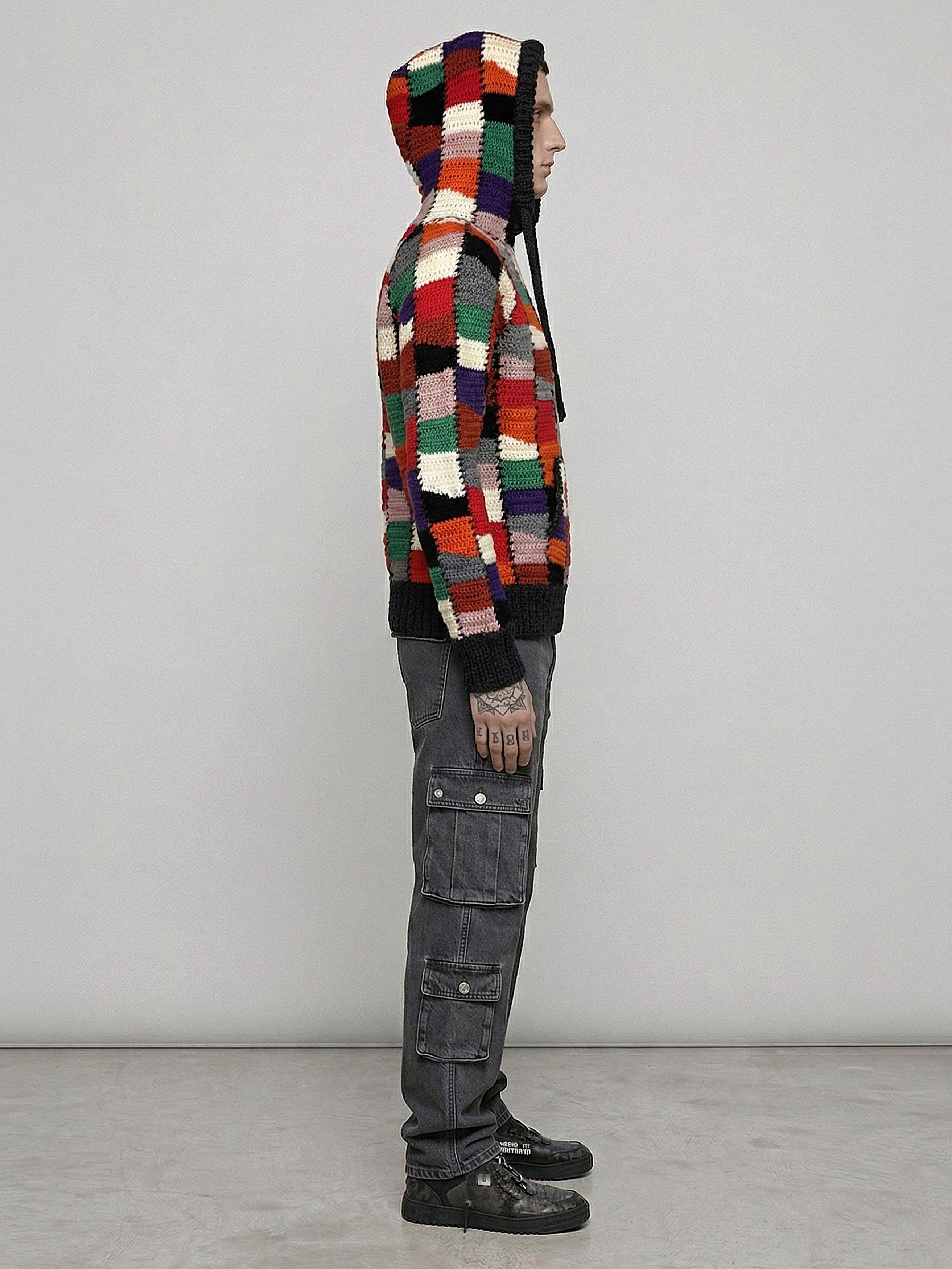 Marni Handmade Crochet Wool Block Patchwork Hoodie Size US M / EU 48-50 / 2 - 17 Thumbnail