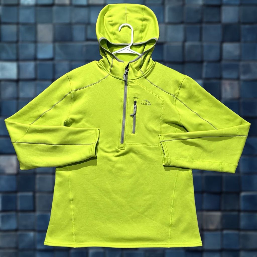 Vintage LL Bean Hoodie Mens Medium Neon Green 1/4 Zip Stretch EUC 288044 Size US M / EU 48-50 / 2 - 1 Thumbnail
