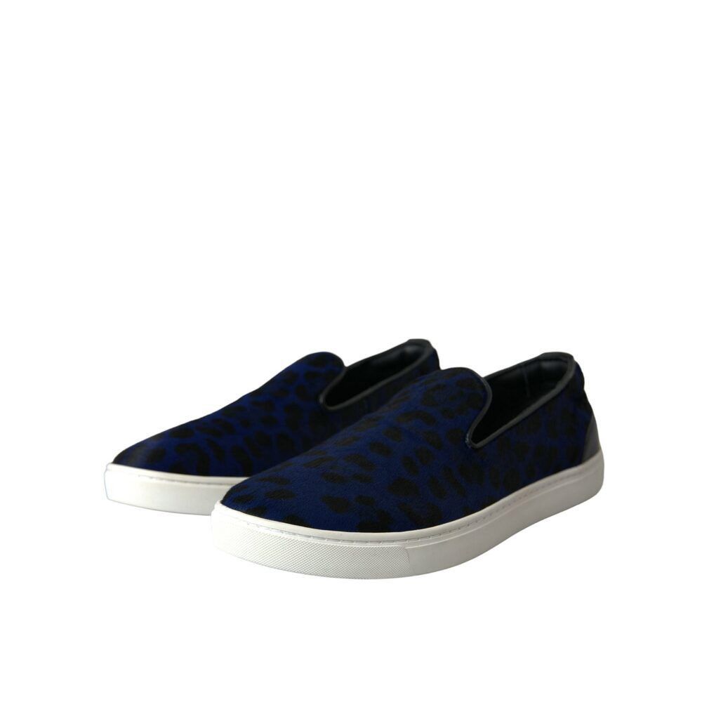 Dolce & Gabbana Dolce & Gabbana Blue Calfskin Hair Leopard Sneakers Shoes Size US 7 / EU 40 - 3 Thumbnail