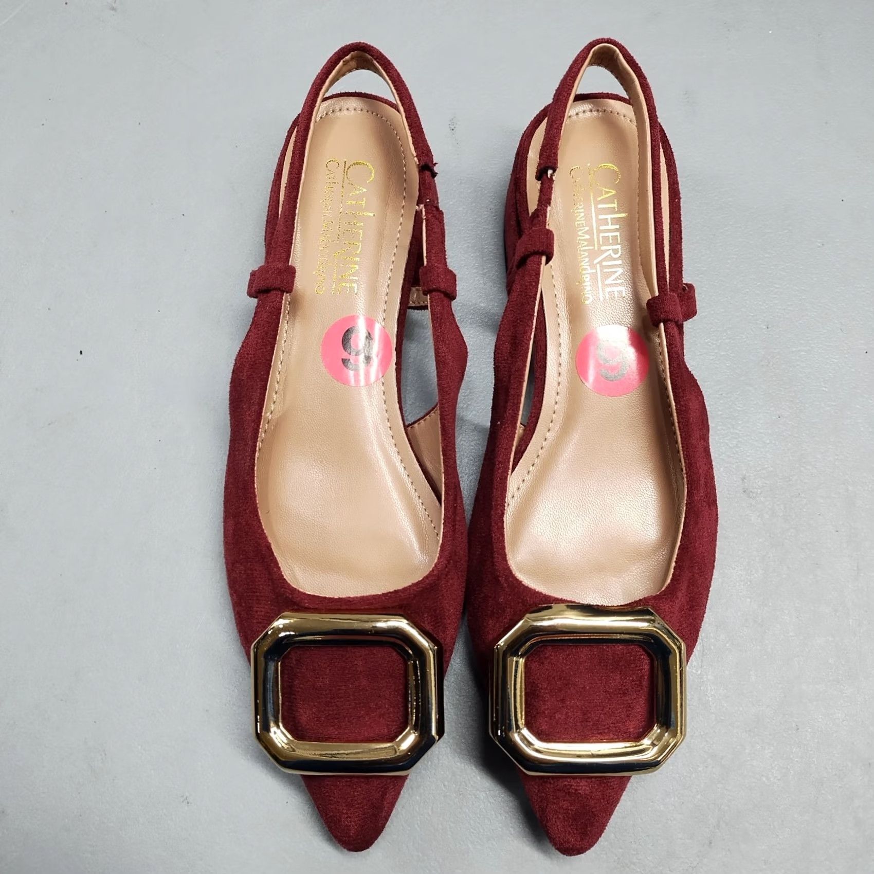Vintage Catherine Malandrino Slingback Flats Womens Size 6 Red Gold Pointed Toe Slip On NWOB Women Size 6 Shoes Size US 6 / IT 36 - 6 Thumbnail