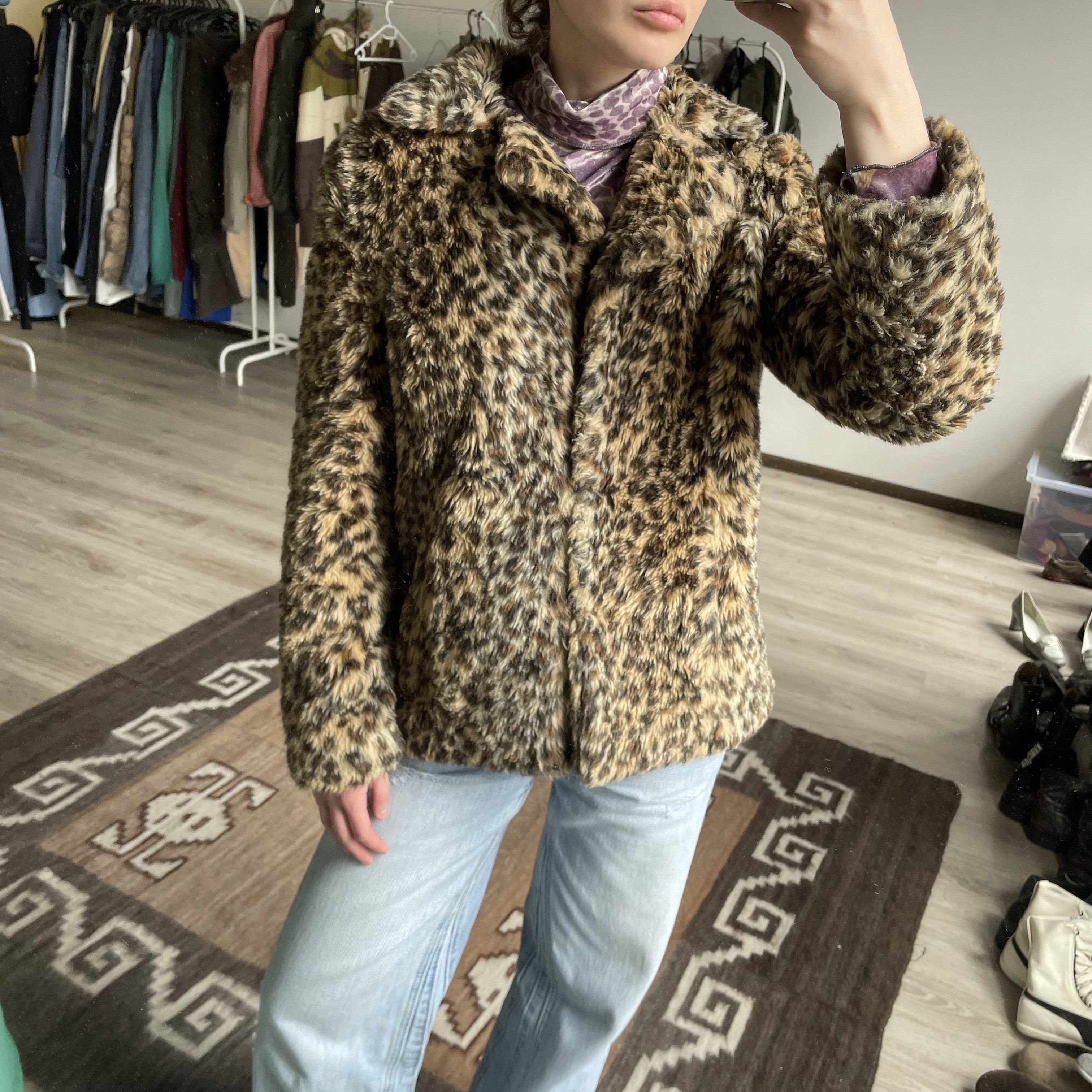 ジャケット・アウター Y2K L.A short length fake fur jacket Thick Faux Fur Crop Coat Women Y2K Fashion Streetwear Lace Up