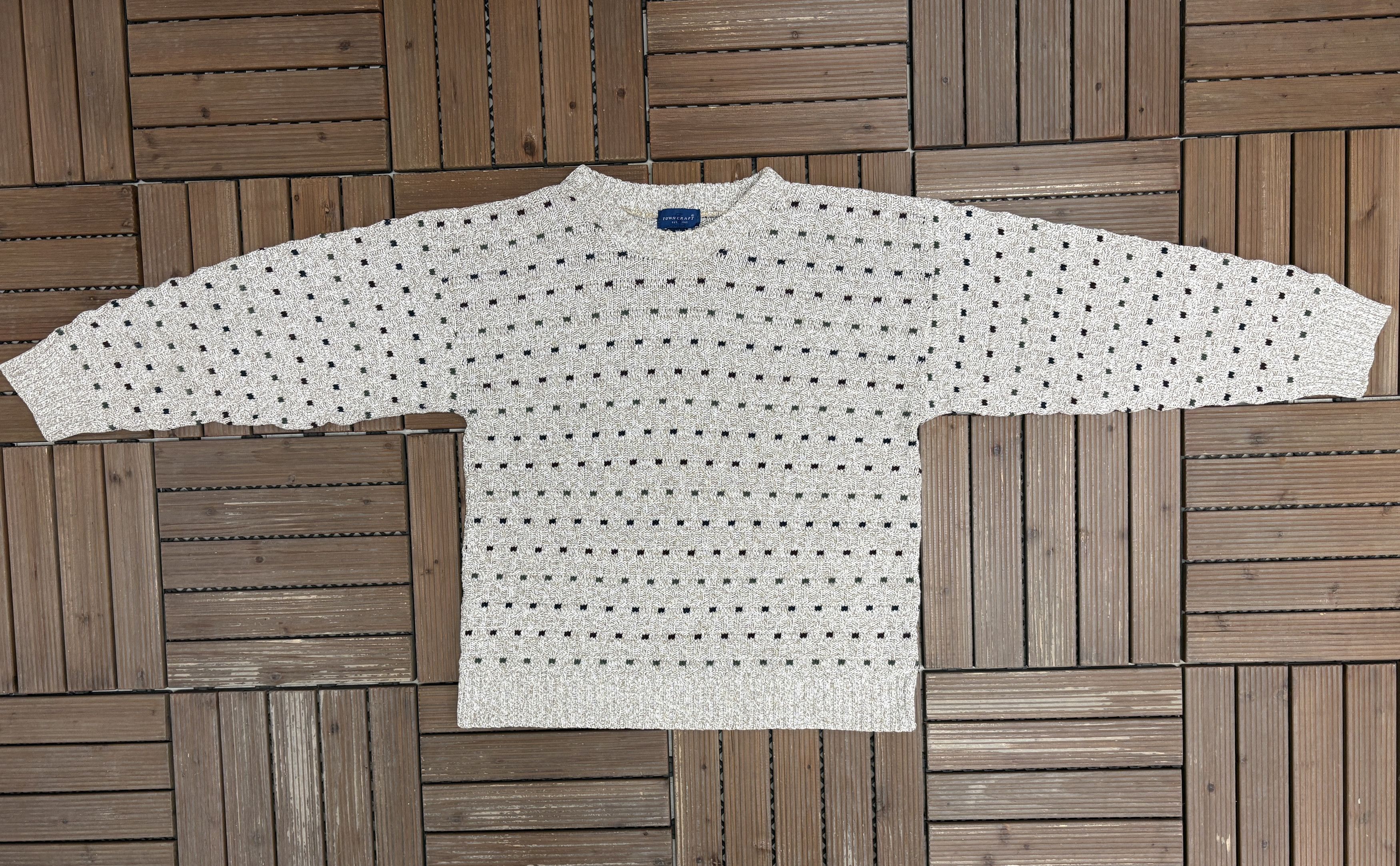 Vintage Towncraft Dotted Vintage Made in USA Grey Knit Sweater Size US L / EU 52-54 / 3 - 4 Thumbnail