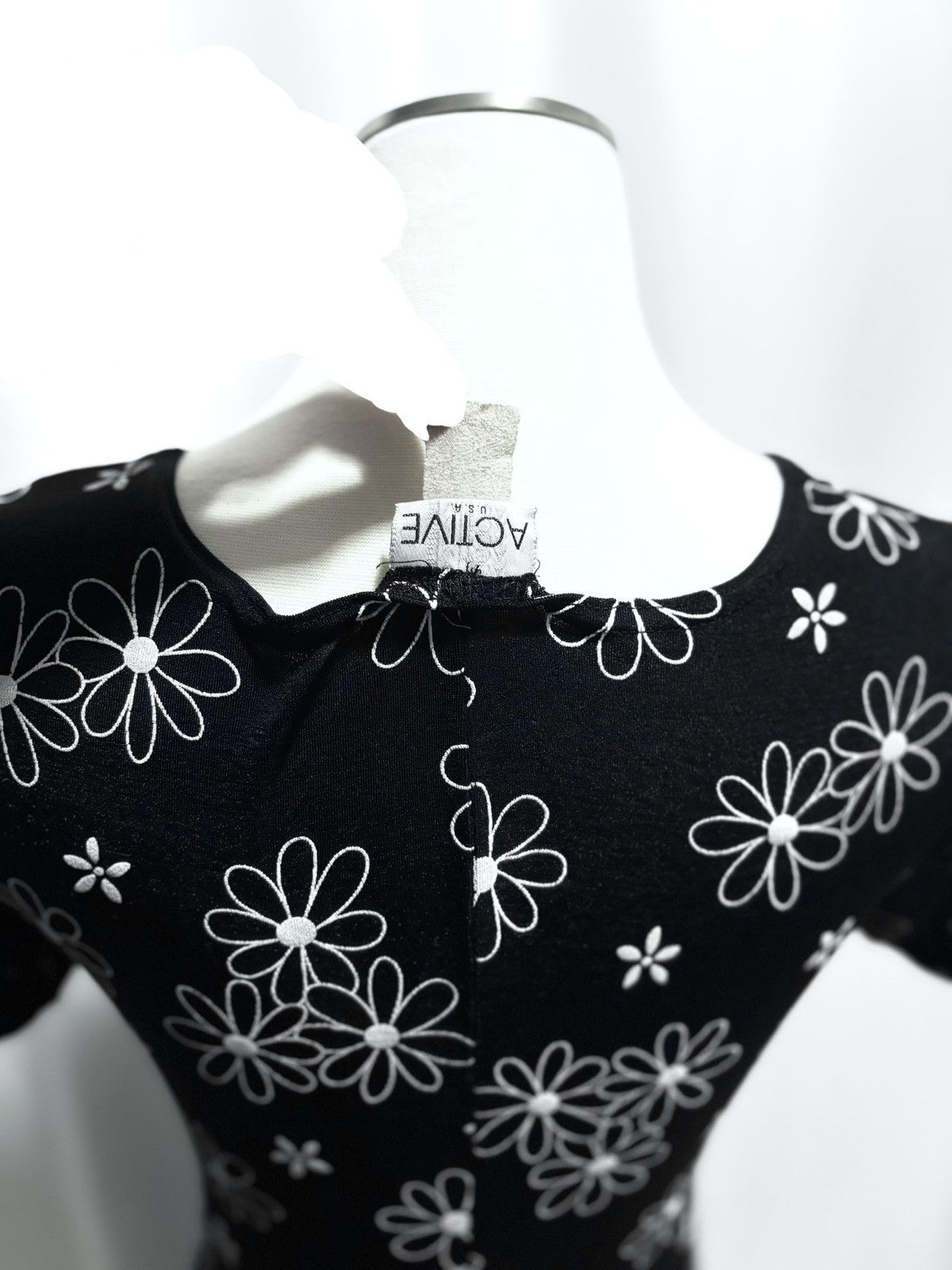 Designer × Other × Vintage Black Maxi Dress White Floral Active USA Size S Repaired Pit Size S / US 4 / IT 40 - 6 Thumbnail
