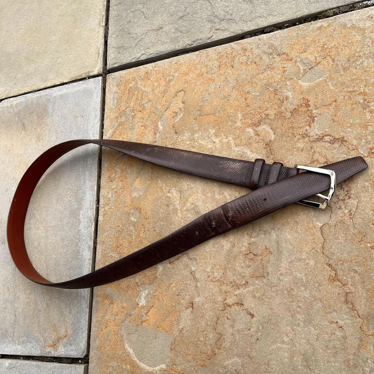 Other Vintage 90s Dark Brown Embossed Italian Leather Belt Size ONE SIZE - 1 Thumbnail
