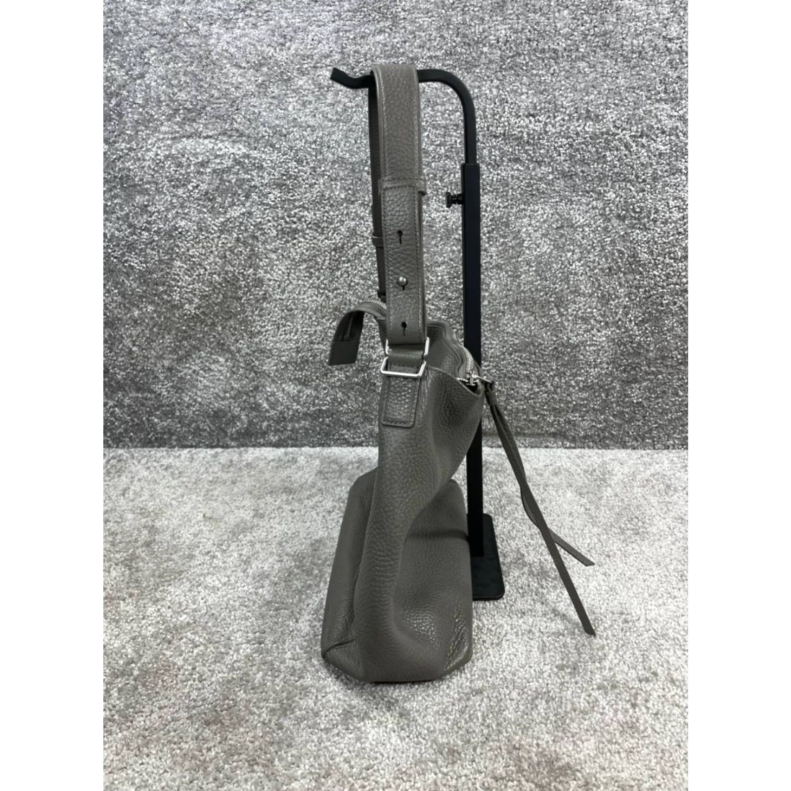 Allsaints AllSaints Kita Storm Gray Leather Zip-Top Adjustable Strap Crossbody Bag Womens Medium Gray Leather Crossbody Bag Size ONE SIZE - 4 Thumbnail