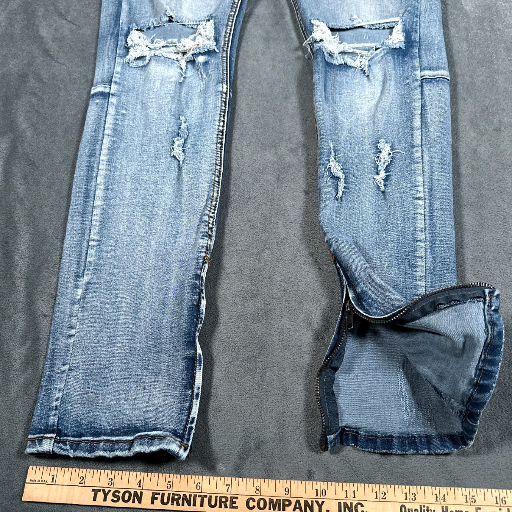 Vintage KDNK Men's Jeans 30x32 Blue Skinny Slim Distressed Stretch Ankle Zips Size US 30 / EU 46 - 4 Thumbnail