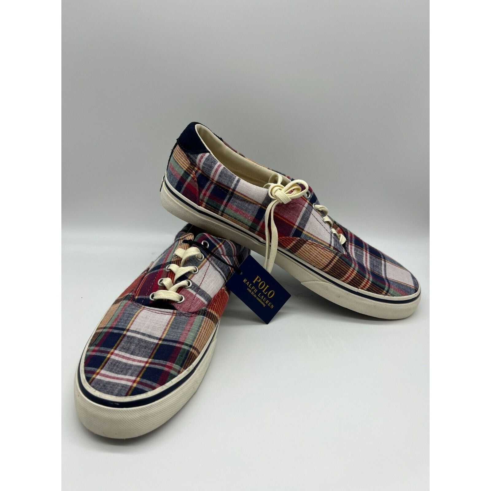 Polo Ralph Lauren Men's Thorton III Multi Color Plaid Sneakers hot Size 10D NWT.