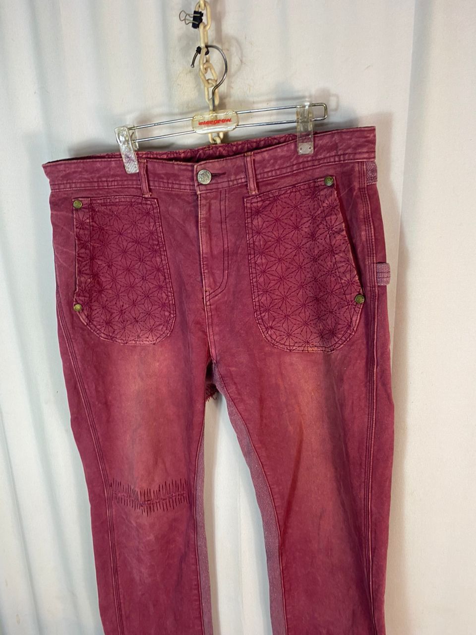 Designer × Japanese Brand Nishiki oriental brand sashiko distressed denim pants Size US 37 - 22 Thumbnail