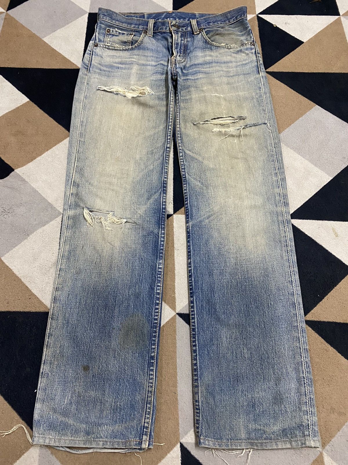 Levi's Vintage Levis 502 Mud Wash Distressed Loose Jeans Size US 31 - 1 Thumbnail