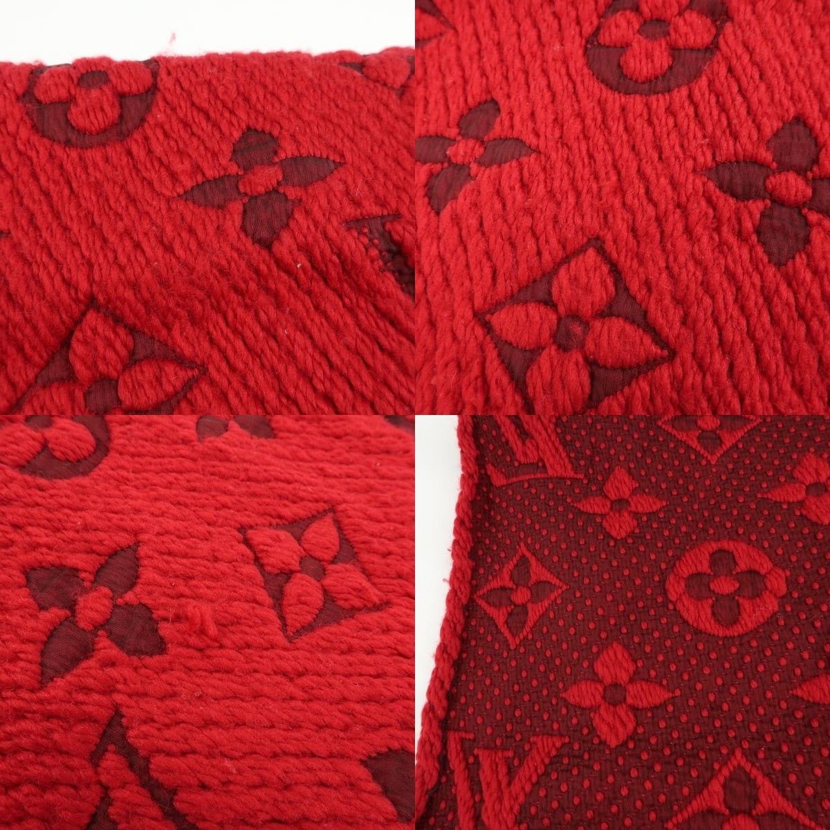 Louis Vuitton Louis Vuitton Logomania Wool Silk Scarf Red Size ONE SIZE - 5 Thumbnail