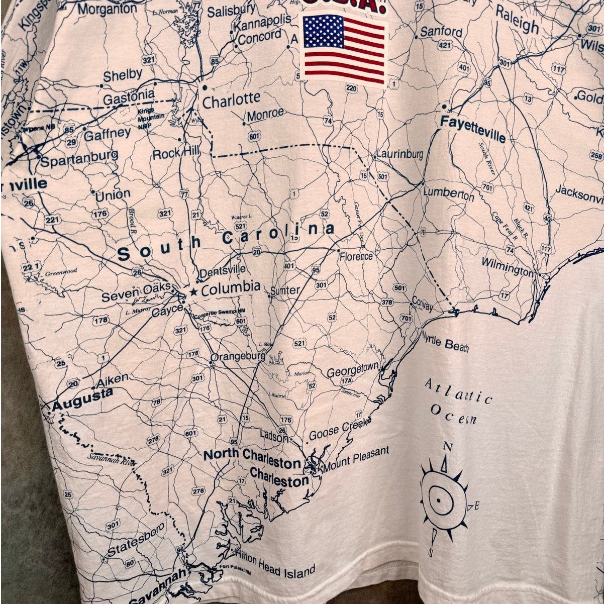 Vintage VTG 90s North Carolina Map AOP T Shirt XXL Size US XXL / EU 58 / 5 - 7 Thumbnail