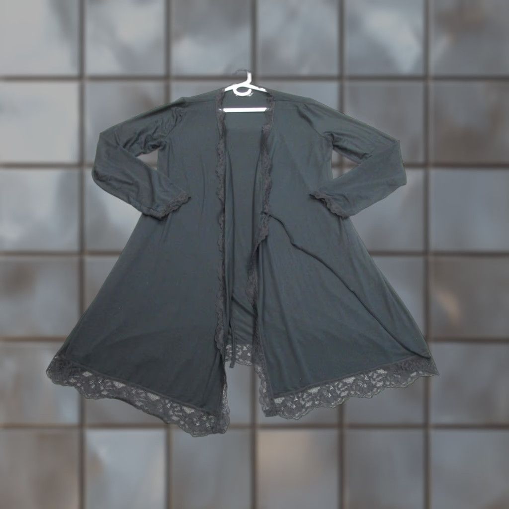 Victoria's Secret Victorias Secret Robe Womens M L Black Lace Trim Modal Sleepwear Whimsigoth Size ONE SIZE - 1 Thumbnail