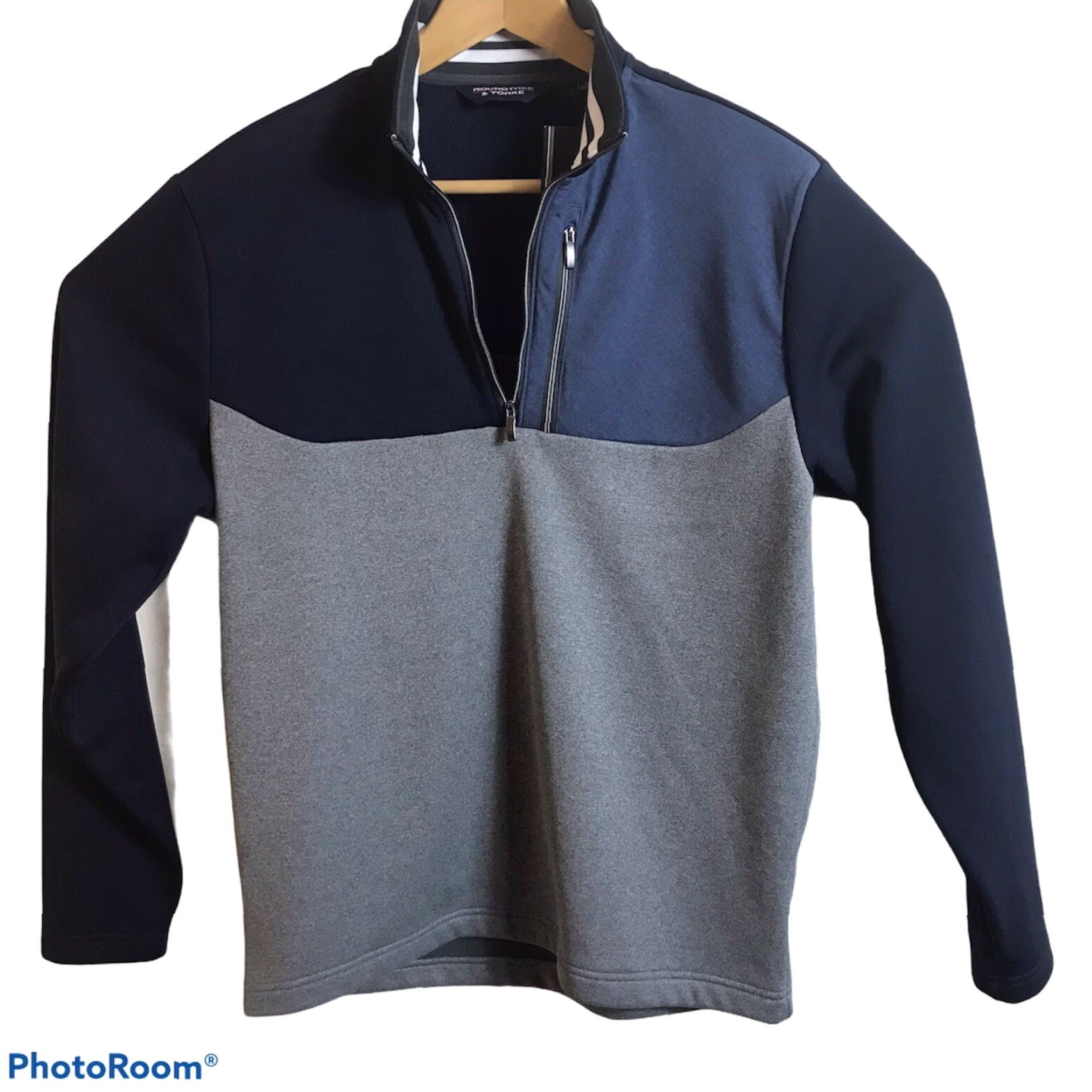 Roundtree & Yorke Roundtree Yorke 1/4 Zip Pullover Mens Small Navy Blue Gray Color Block NEW Size US S / EU 44-46 / 1 - 3 Thumbnail