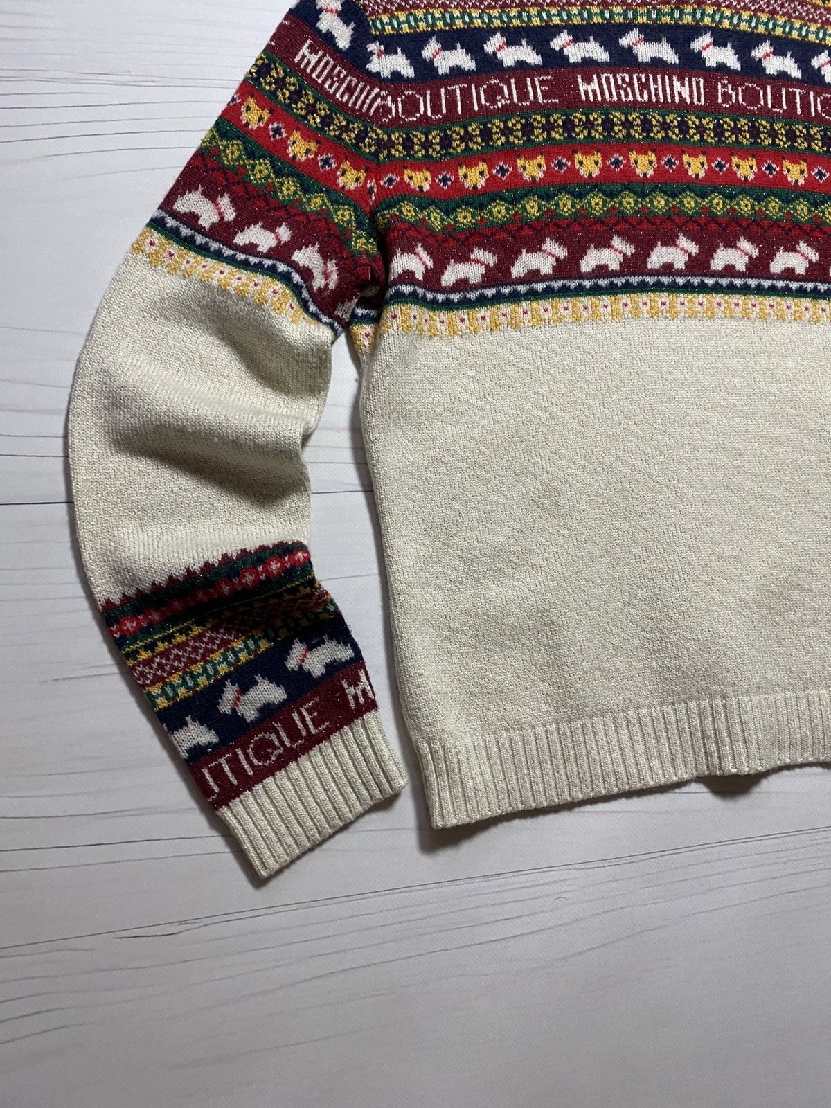 Boutique Moschino Rare Boutique Moschino Multicolour Logo knit wool sweater Size S / US 4 / IT 40 - 9 Thumbnail
