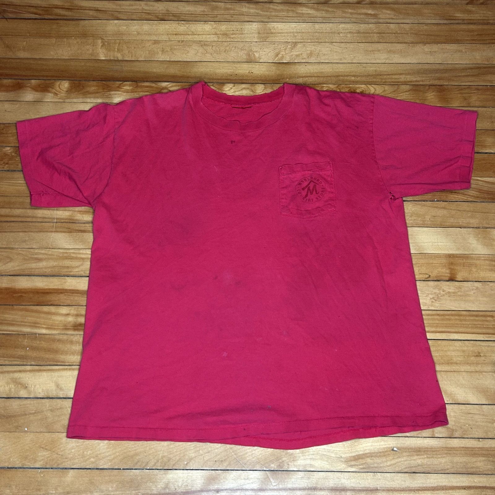 Marlboro Vintage 90s Marlboro Faded Red Pocket T-Shirt Size US XL / EU 56 / 4 - 4 Thumbnail