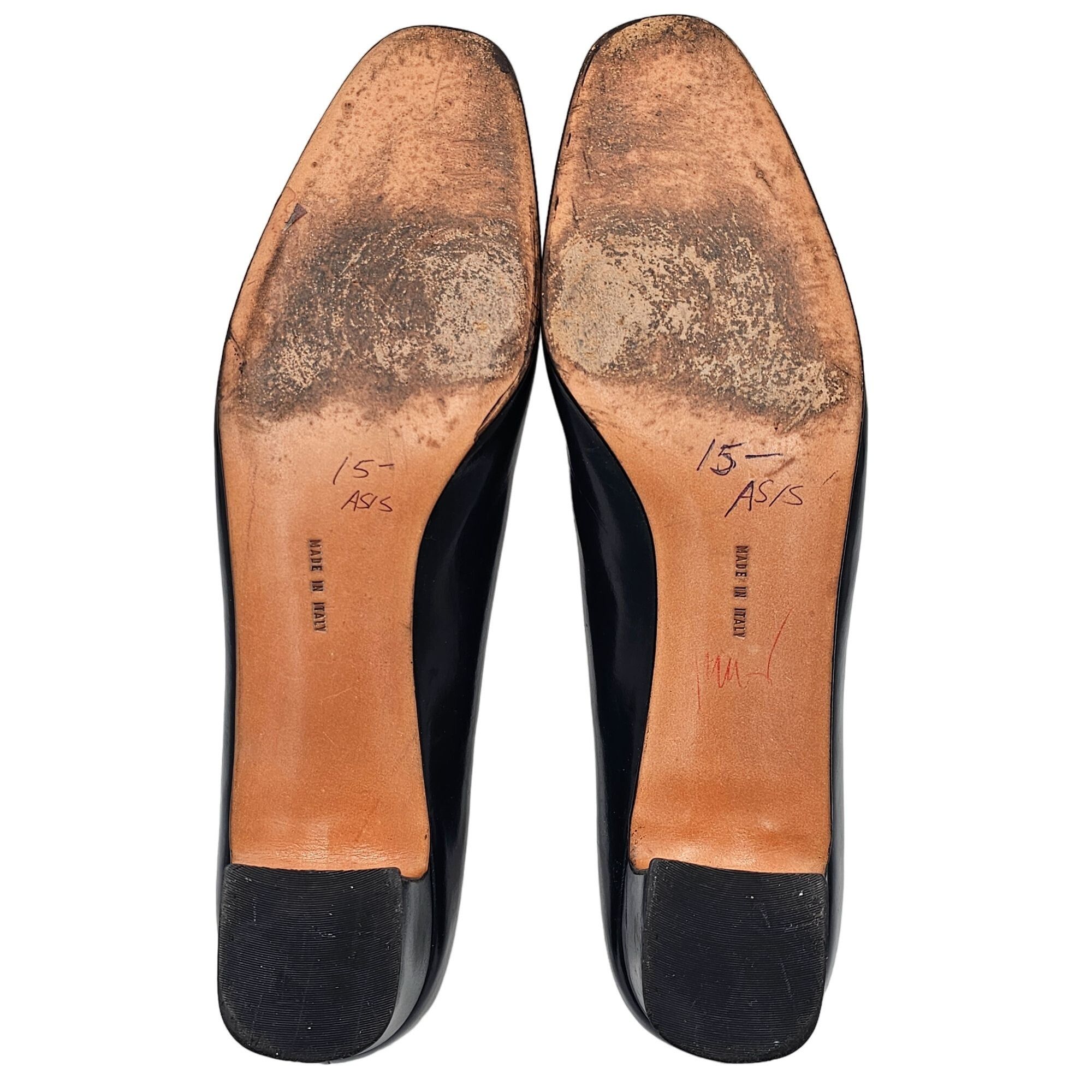 Vintage Salvatore Ferragamo Women 10AAA Navy Blue Patent Lea