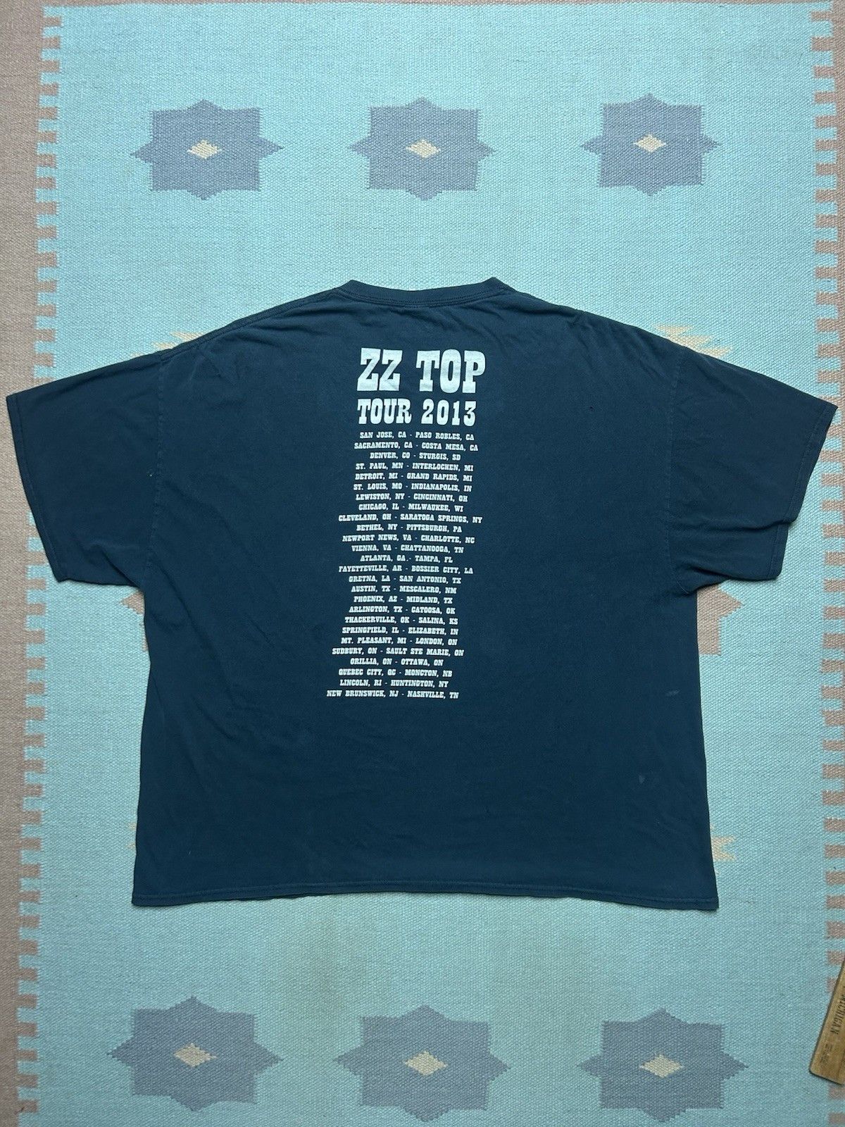 Vintage ZZ Top t shirt 2013 tour faded black distressed band 3XL Size US XXL / EU 58 / 5 - 7 Thumbnail