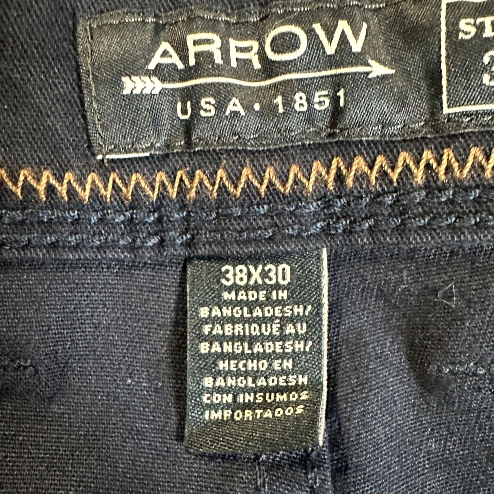 Arrow VINTAGE Arrow Men Khaki Pants 35X30 Navy Blue Straight Leg Flat Front Pocket Stretch NEW Size US 35 - 4 Thumbnail