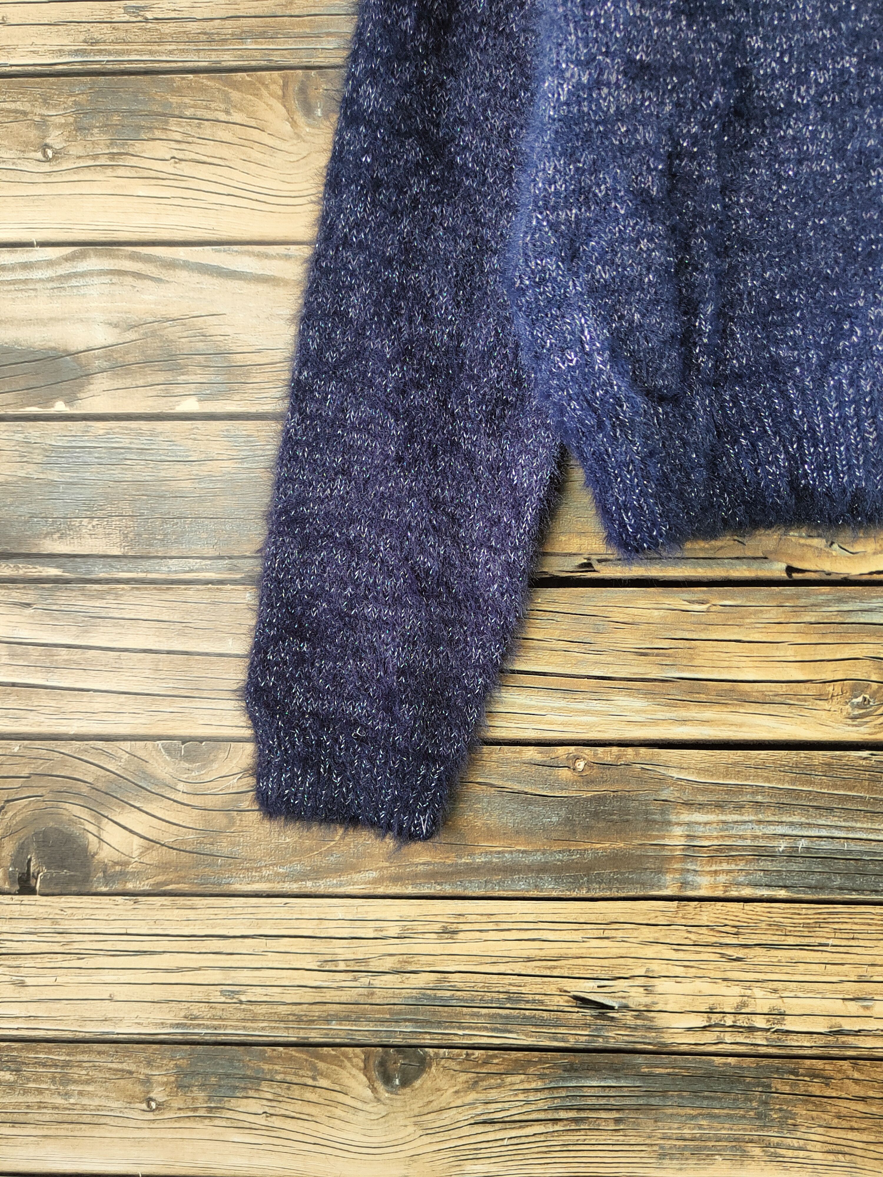Japanese Brand DL Myu Dark Blue Fur Mohair Knitwear #46-995 Size US M / EU 48-50 / 2 - 4 Thumbnail
