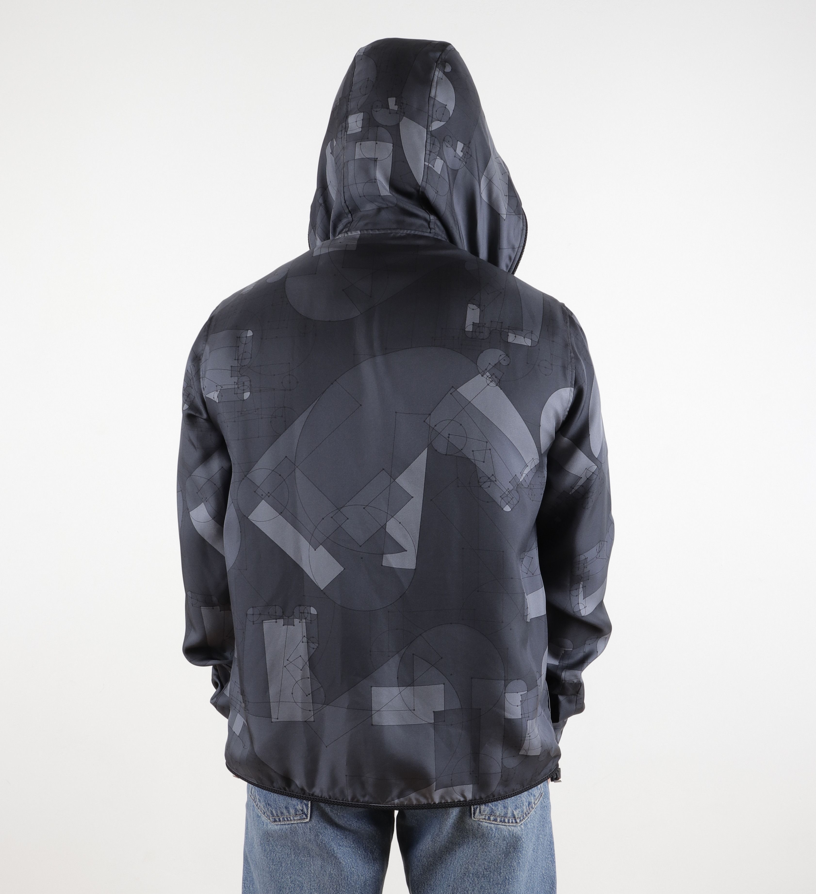 Hermes Hermes Silk Grey Geometric Print Hooded Light Jacket Size US M / EU 48-50 / 2 - 13 Thumbnail