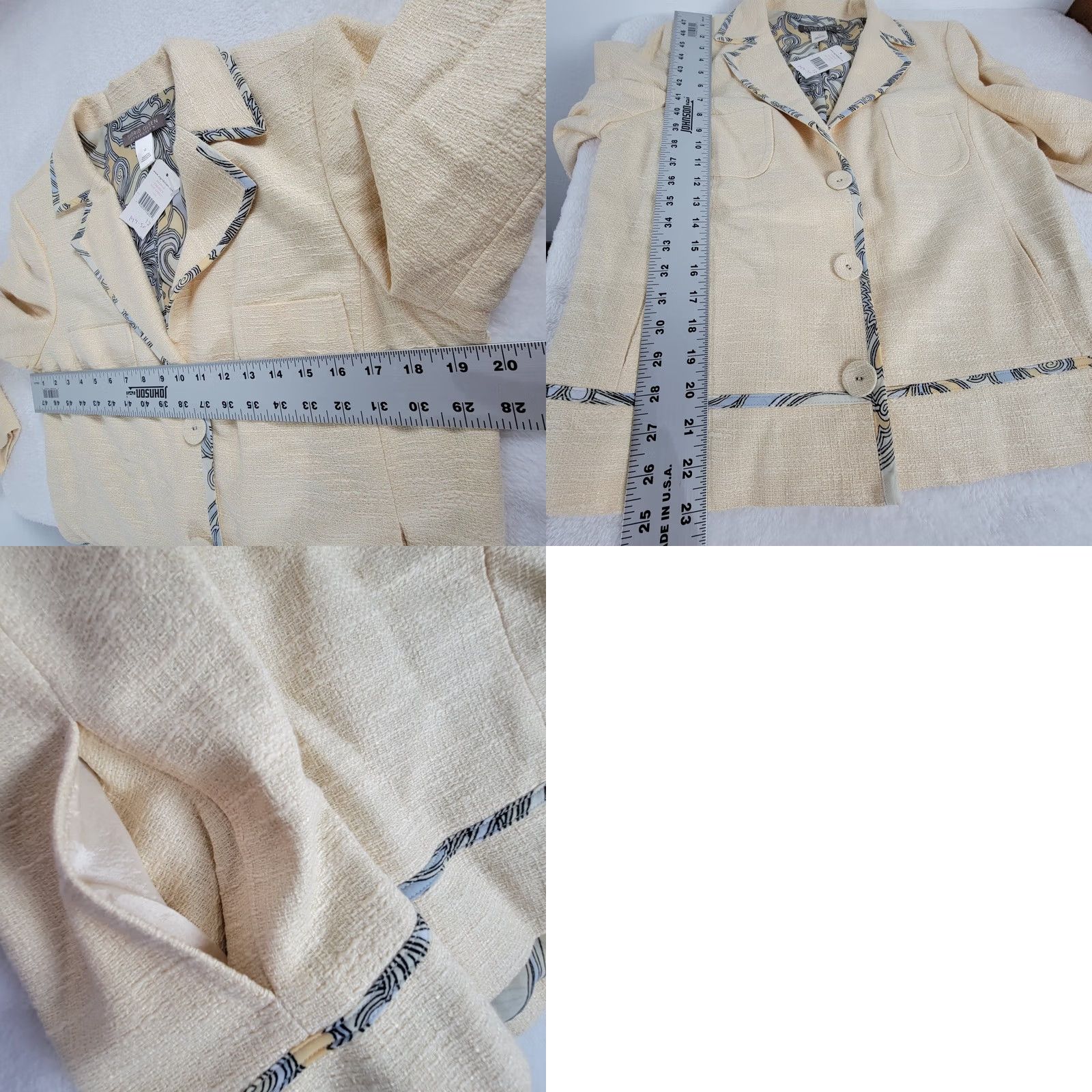 Vintage Sigrid Olsen Blazer Jacket Women's Tweed Size 12 Yellow Paisley Trim New with Tags Size XL / US 12-14 / IT 48-50 - 8 Thumbnail
