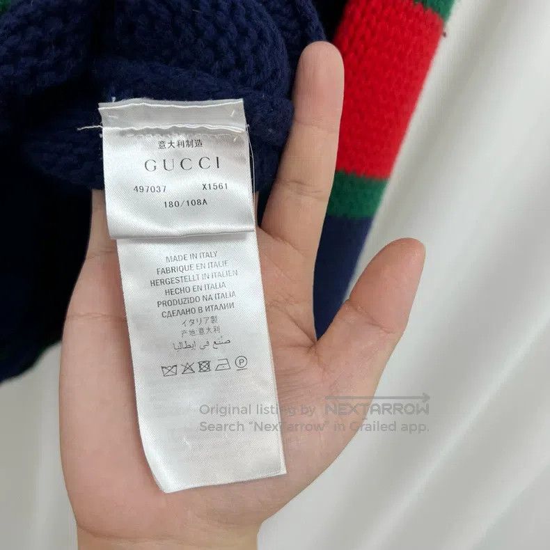 Gucci Gucci Dark blue, red and green striped knitted cardigan co Size US XXL / EU 58 / 5 - 6 Thumbnail